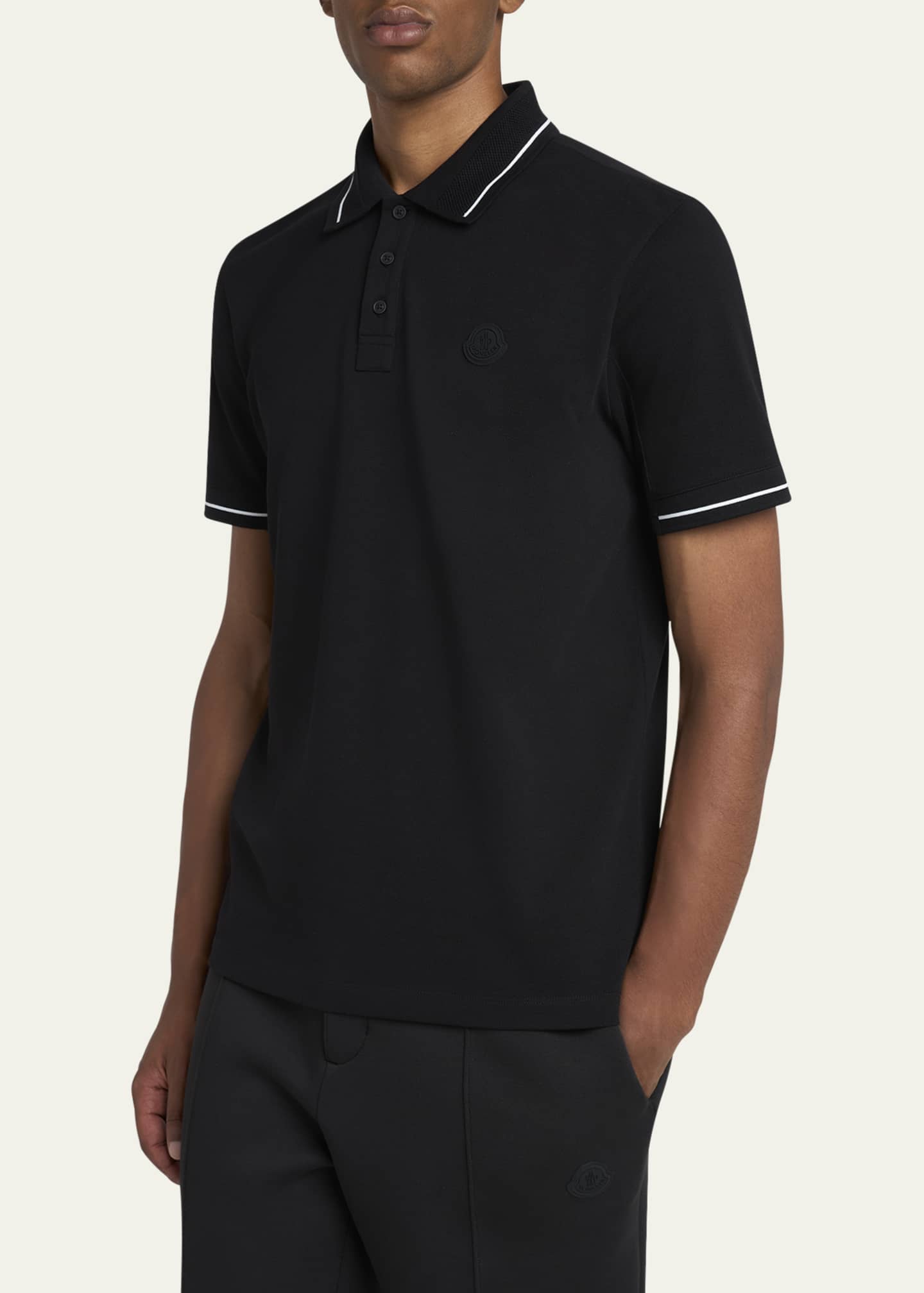 Moncler Men's Cotton Tipped Polo Shirt Image 4 of 5