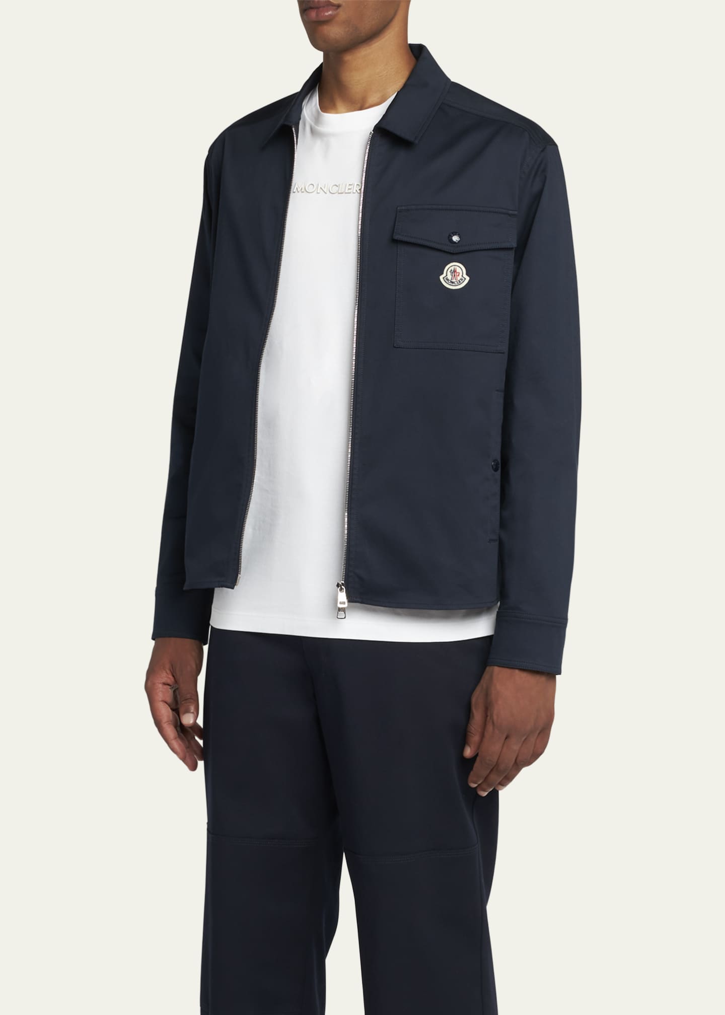 Moncler Men's Full-Zip Twill Overshirt Image 4 of 5