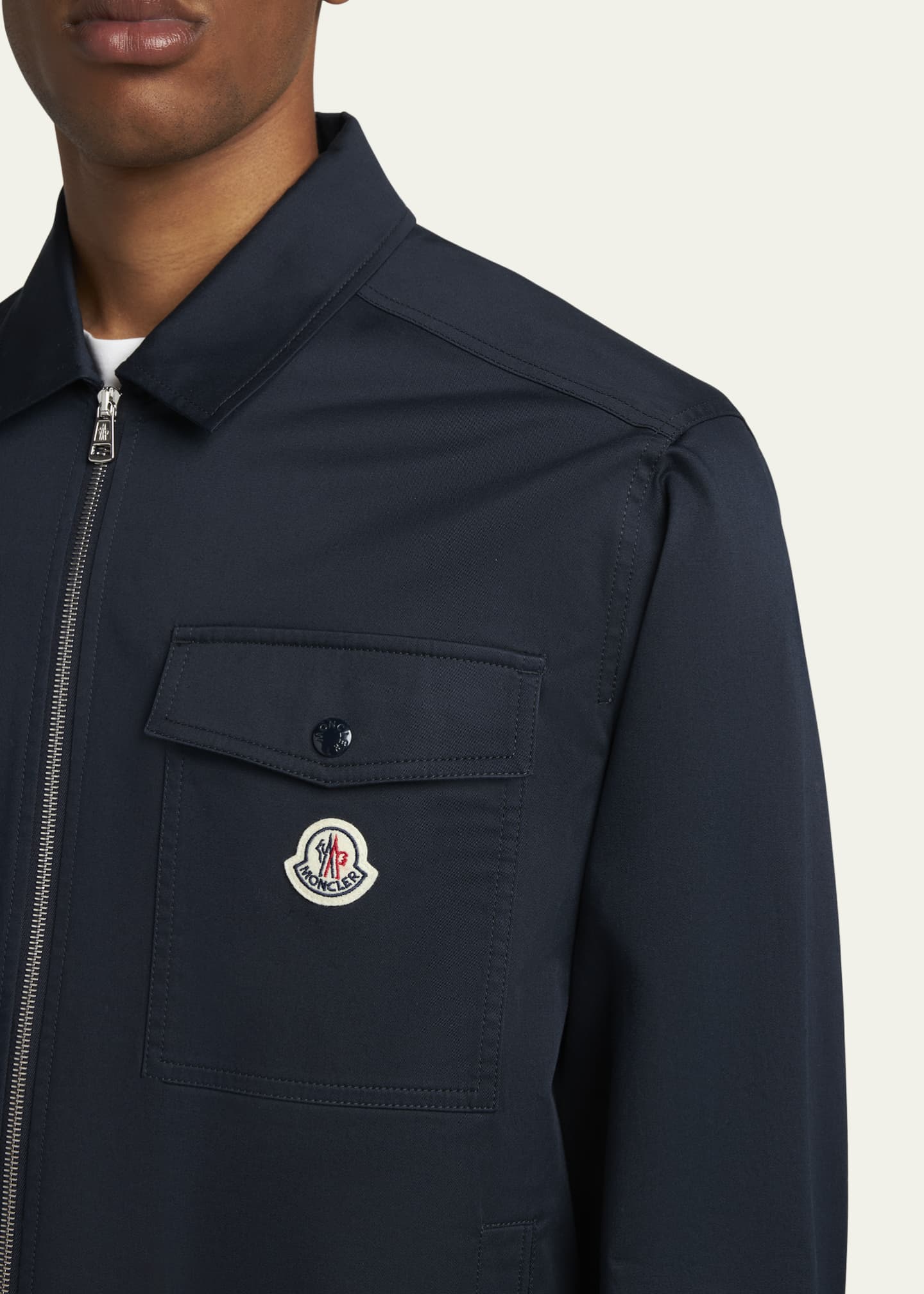 Moncler Men's Full-Zip Twill Overshirt Image 5 of 5