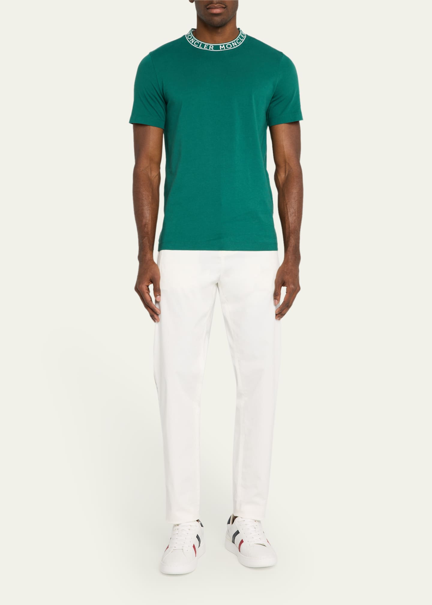Moncler Men's Logo-Collar Jersey T-Shirt Image 2 of 5