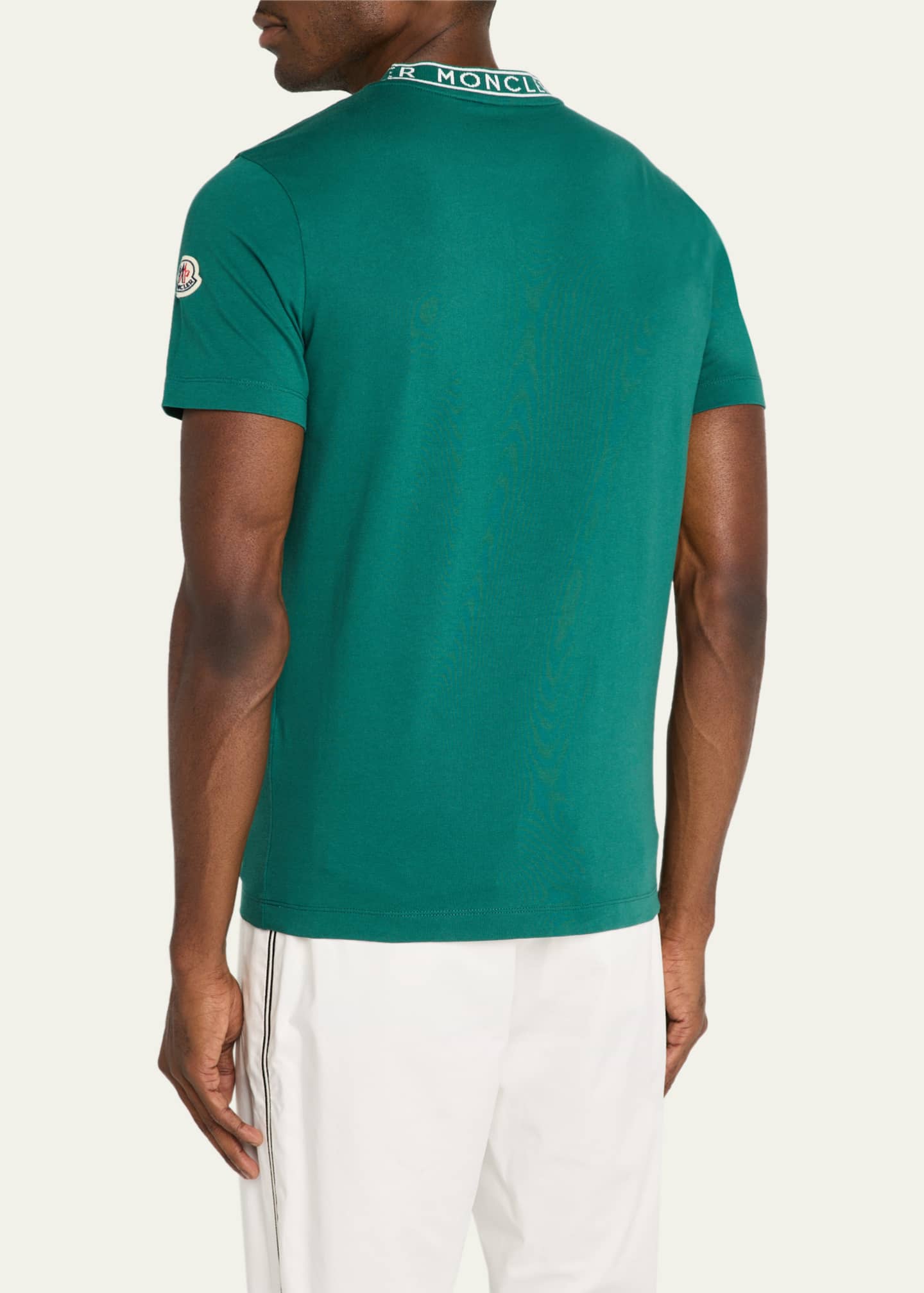 Moncler Men's Logo-Collar Jersey T-Shirt Image 3 of 5