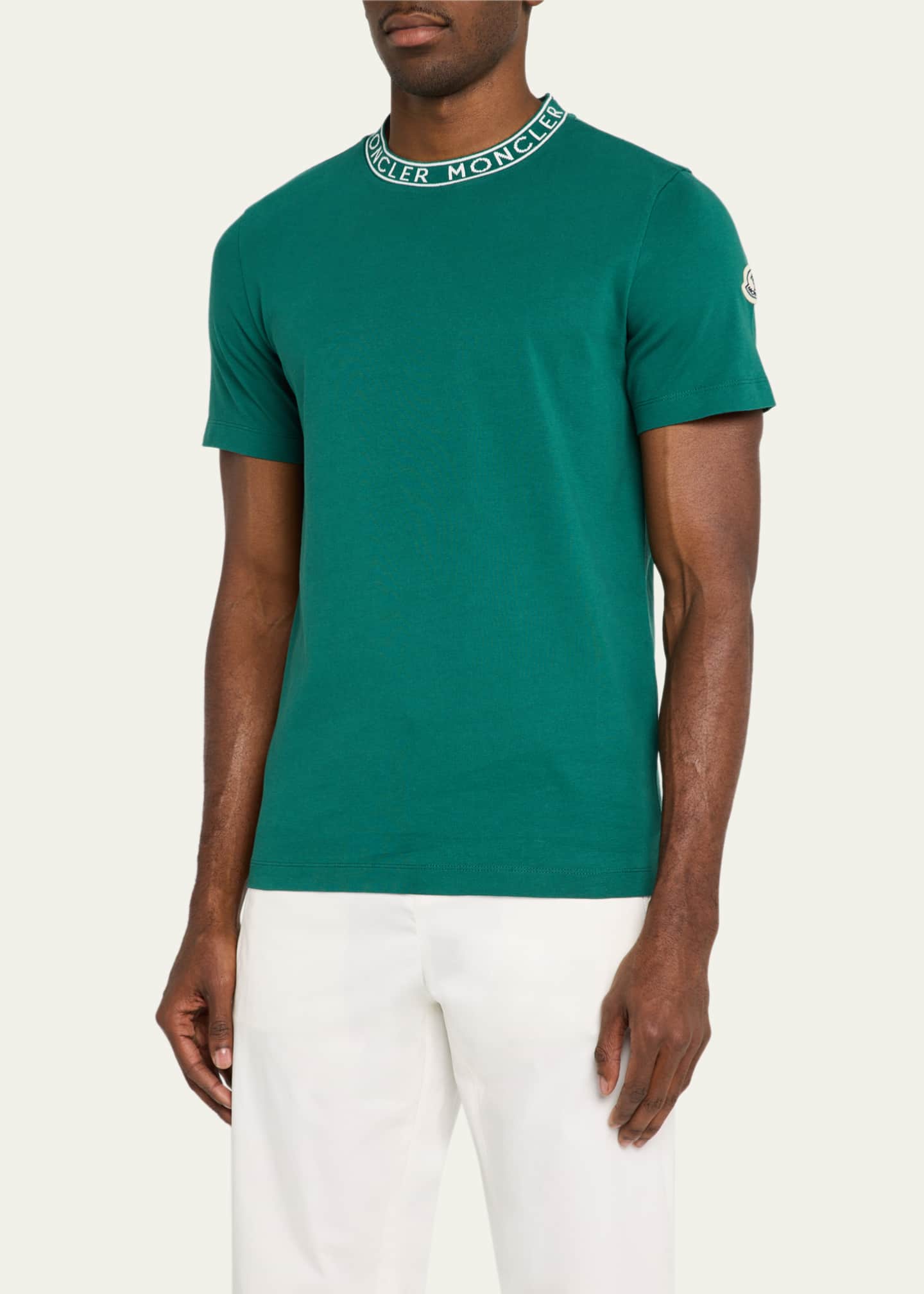 Moncler Men's Logo-Collar Jersey T-Shirt Image 4 of 5