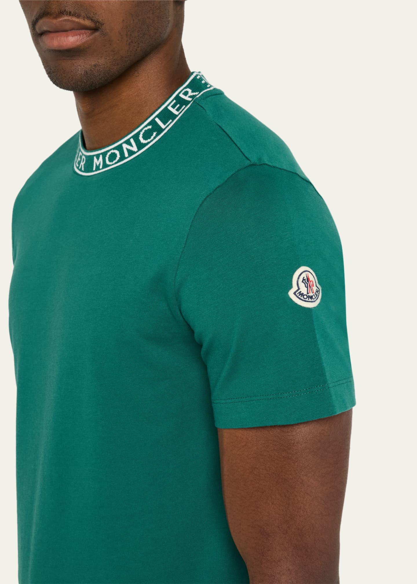 Moncler Men's Logo-Collar Jersey T-Shirt Image 5 of 5