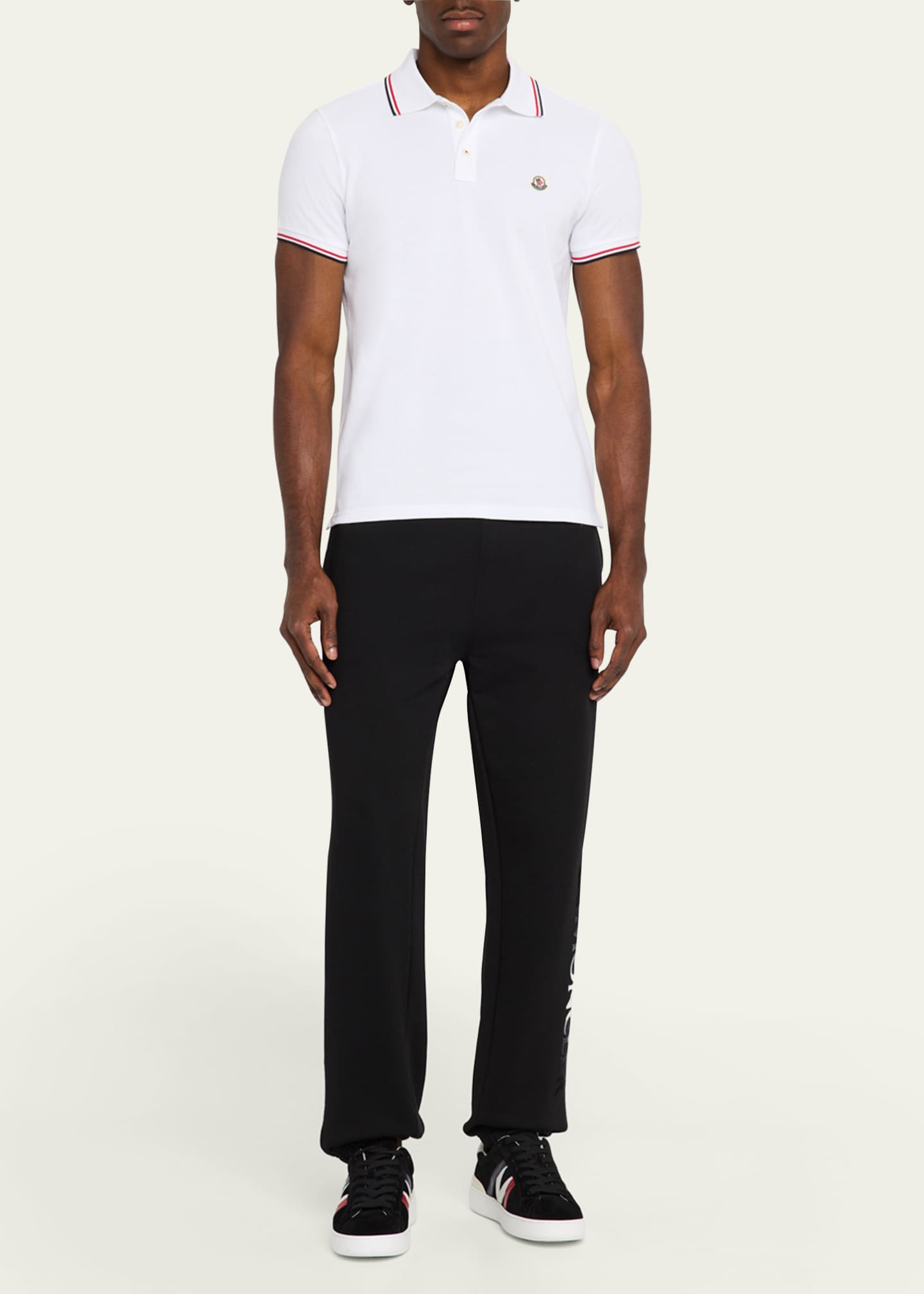 Moncler Men's Striped-Trim Polo Shirt Image 2 of 5