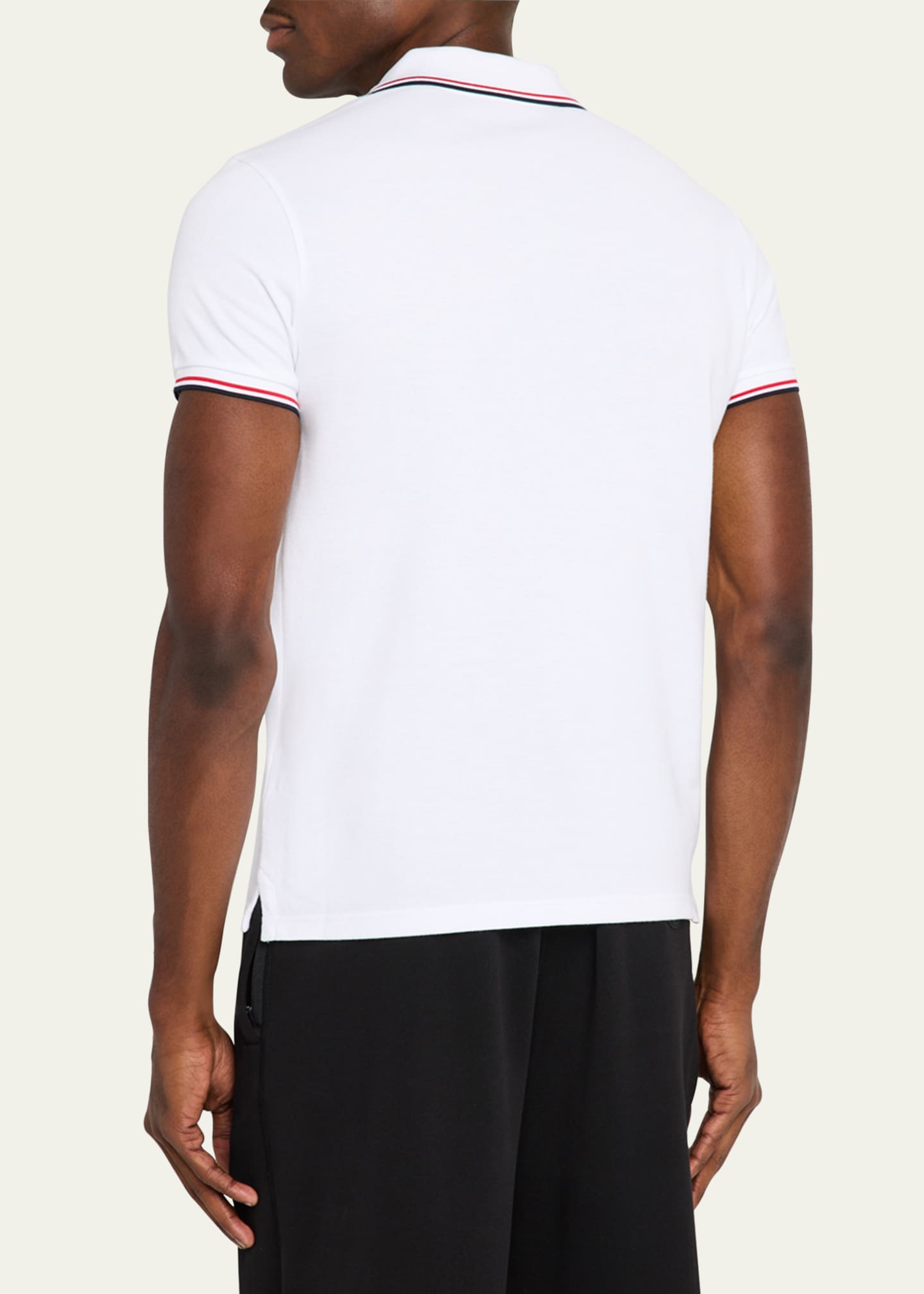 Moncler Men's Striped-Trim Polo Shirt Image 3 of 5
