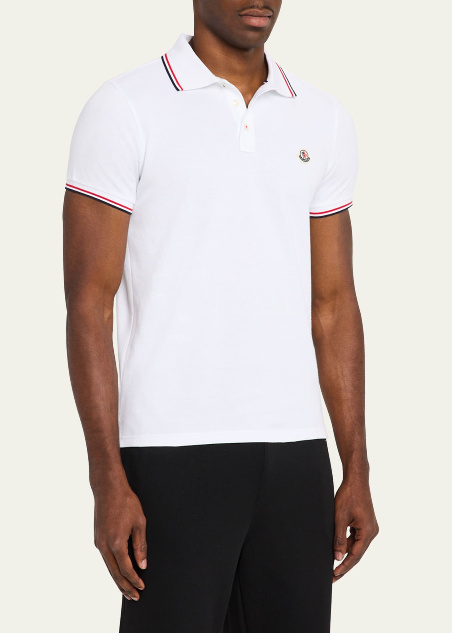 Moncler Men's Striped-Trim Polo Shirt Image 4 of 5