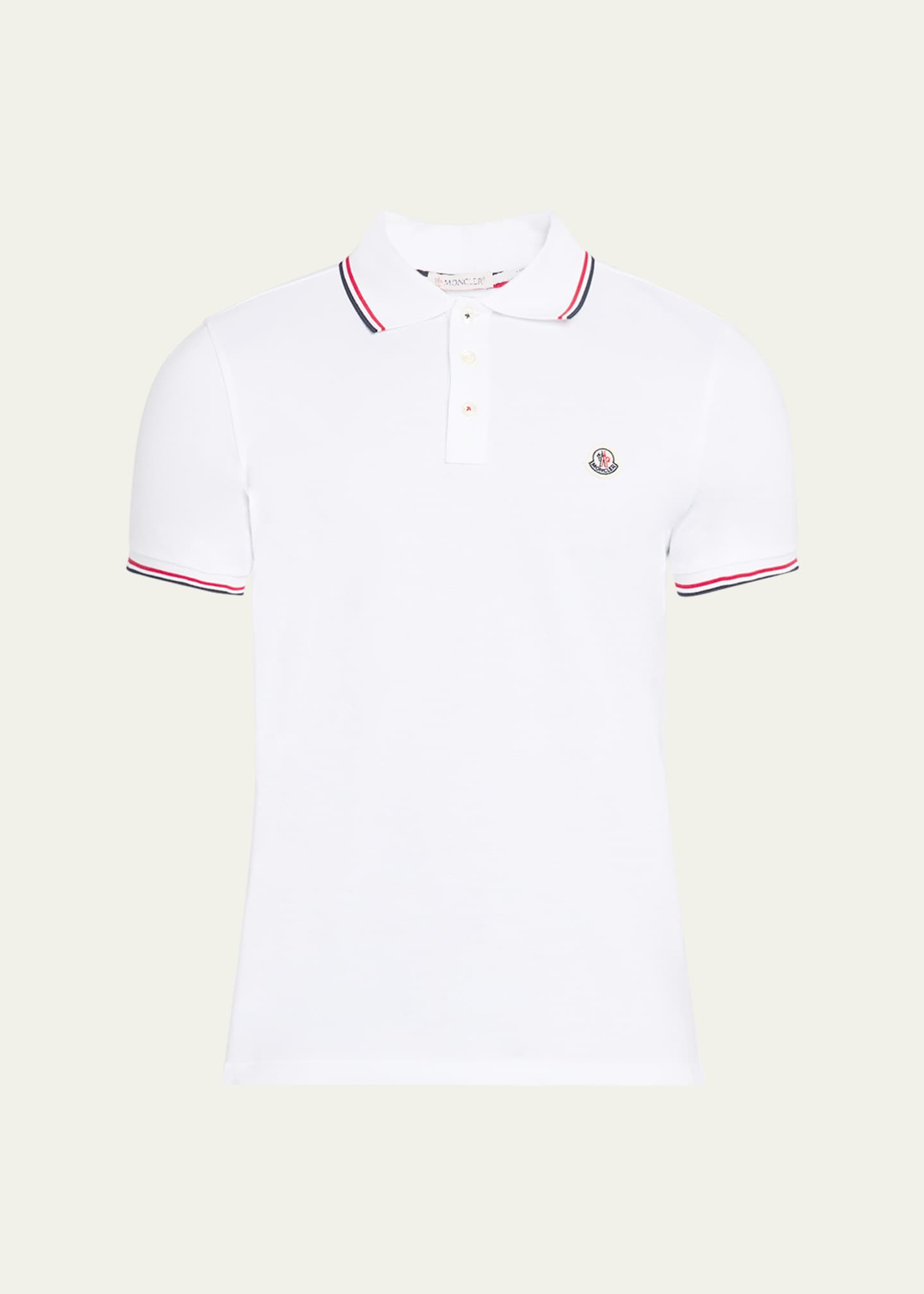 Moncler Men's Striped-Trim Polo Shirt Image 1 of 5