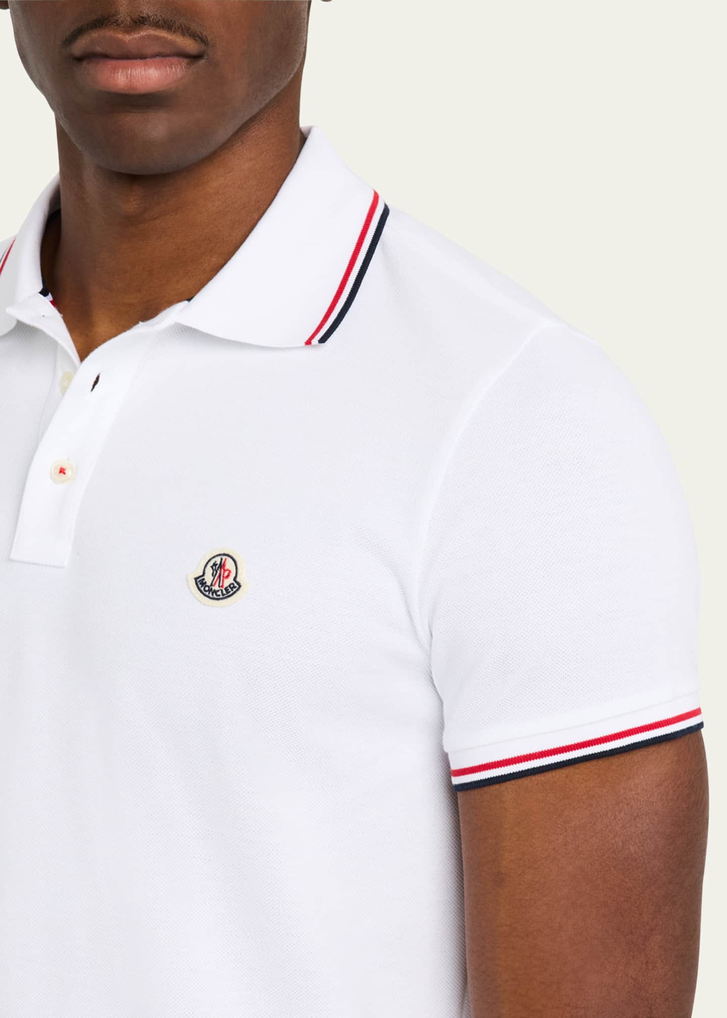 Moncler Men's Striped-Trim Polo Shirt Image 5 of 5