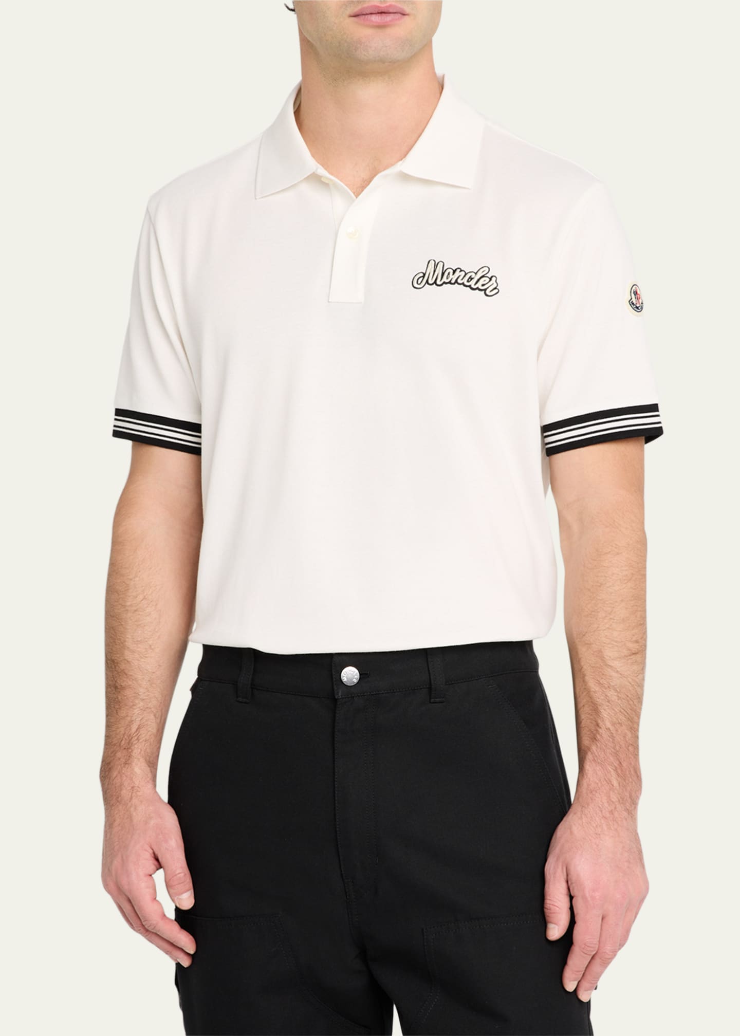 Moncler Men's Cotton Logo Polo Shirt Image 4 of 5