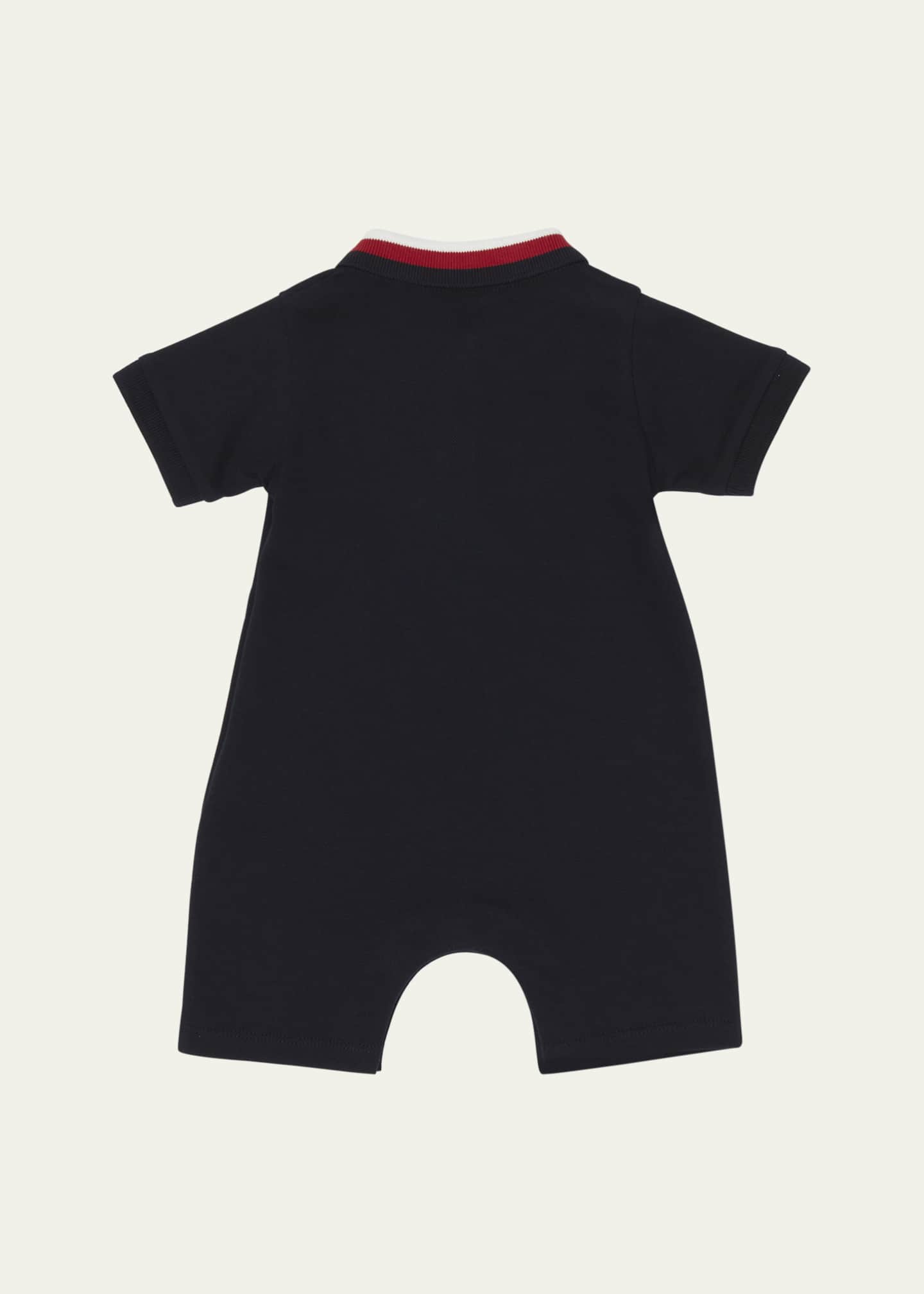 Moncler Boy's Pique Polo Playsuit, Size Newborn-24M Image 2 of 3
