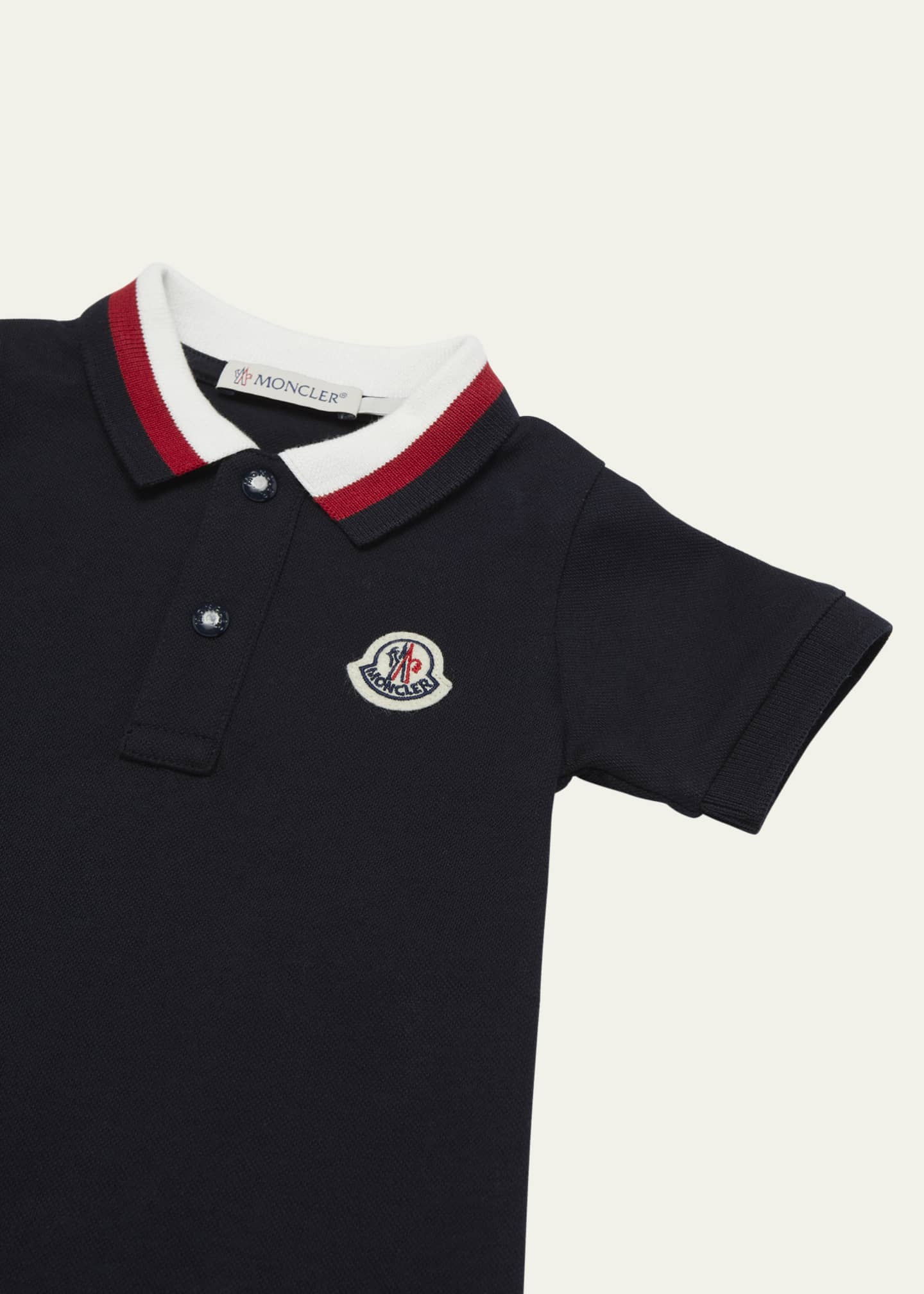 Moncler Boy's Pique Polo Playsuit, Size Newborn-24M Image 3 of 3