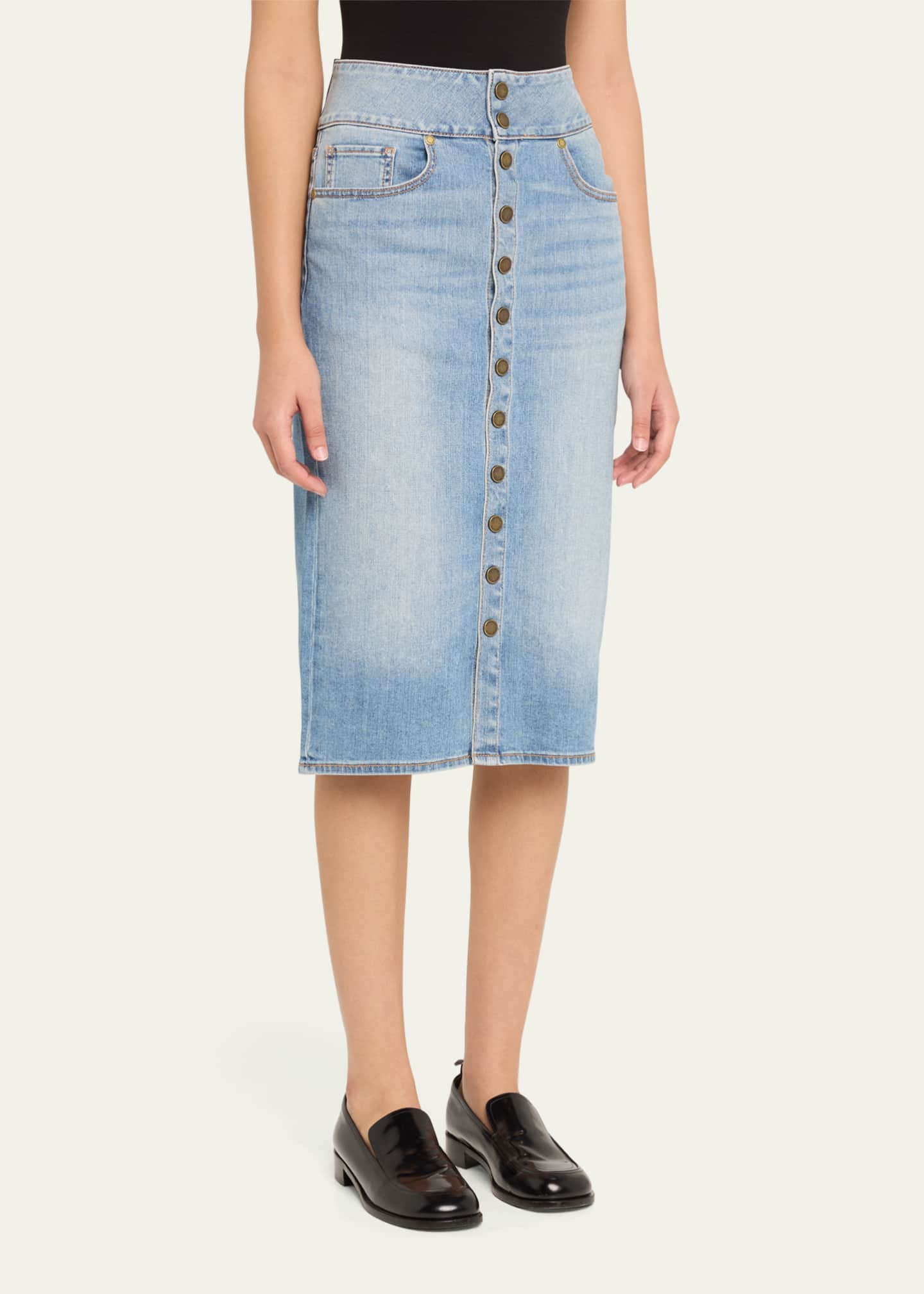 Ramy Brook Karter Denim Knee-Length Skirt Image 4 of 5
