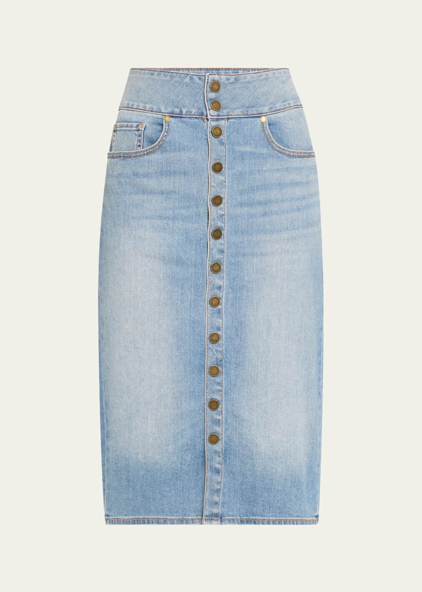 Ramy Brook Karter Denim Knee-Length Skirt Image 1 of 5