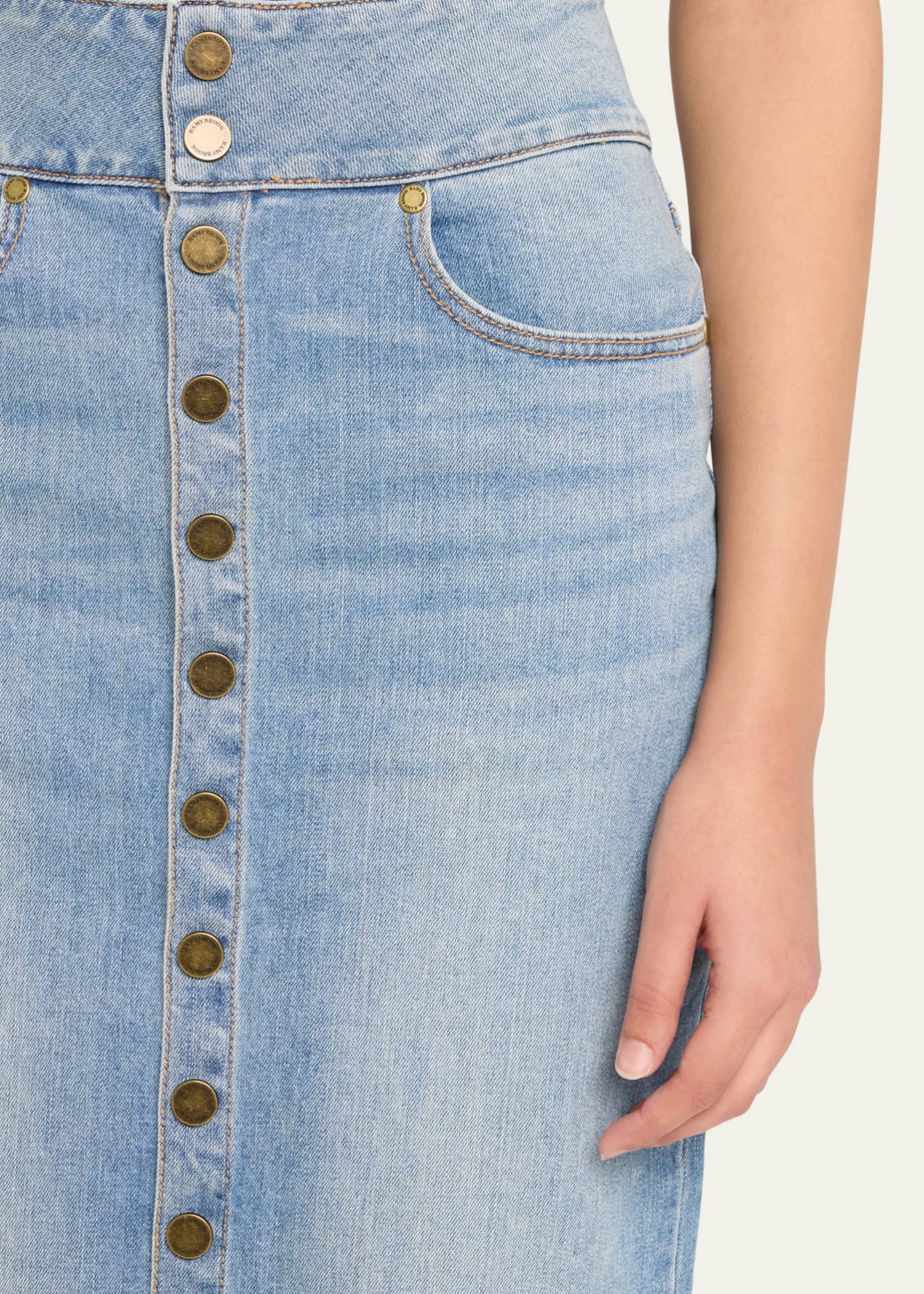Ramy Brook Karter Denim Knee-Length Skirt Image 5 of 5
