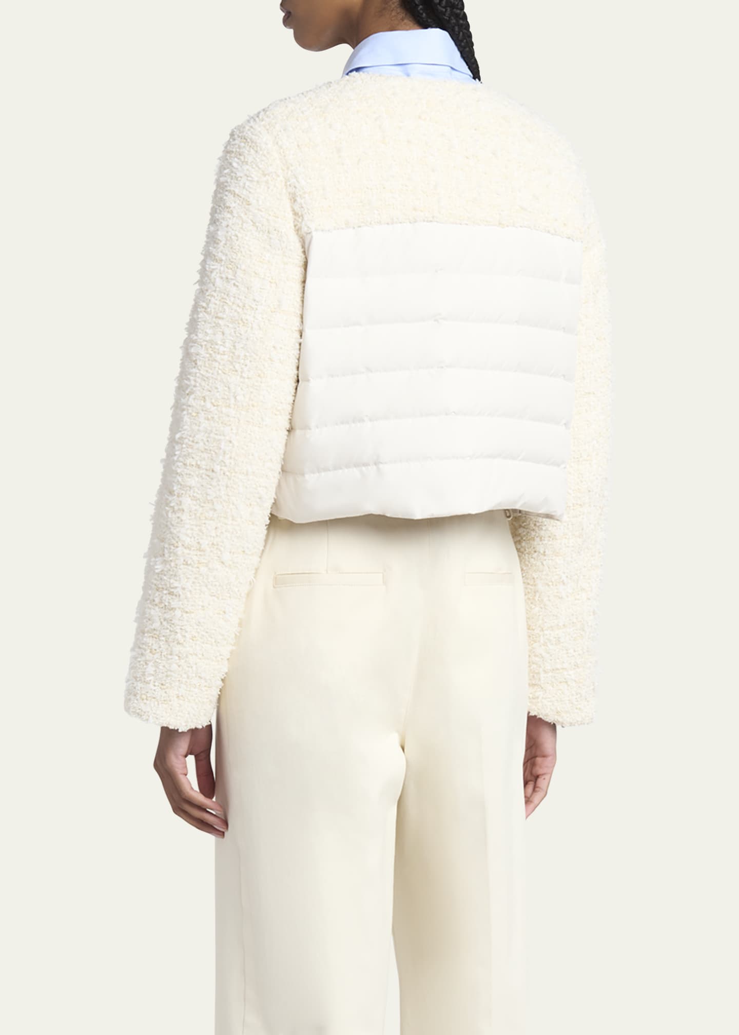 25SS MONCLER Dauphin ホワイト/ブルー Moncler Dauphin Tweed Combo Jacket - Bergdorf Goodman