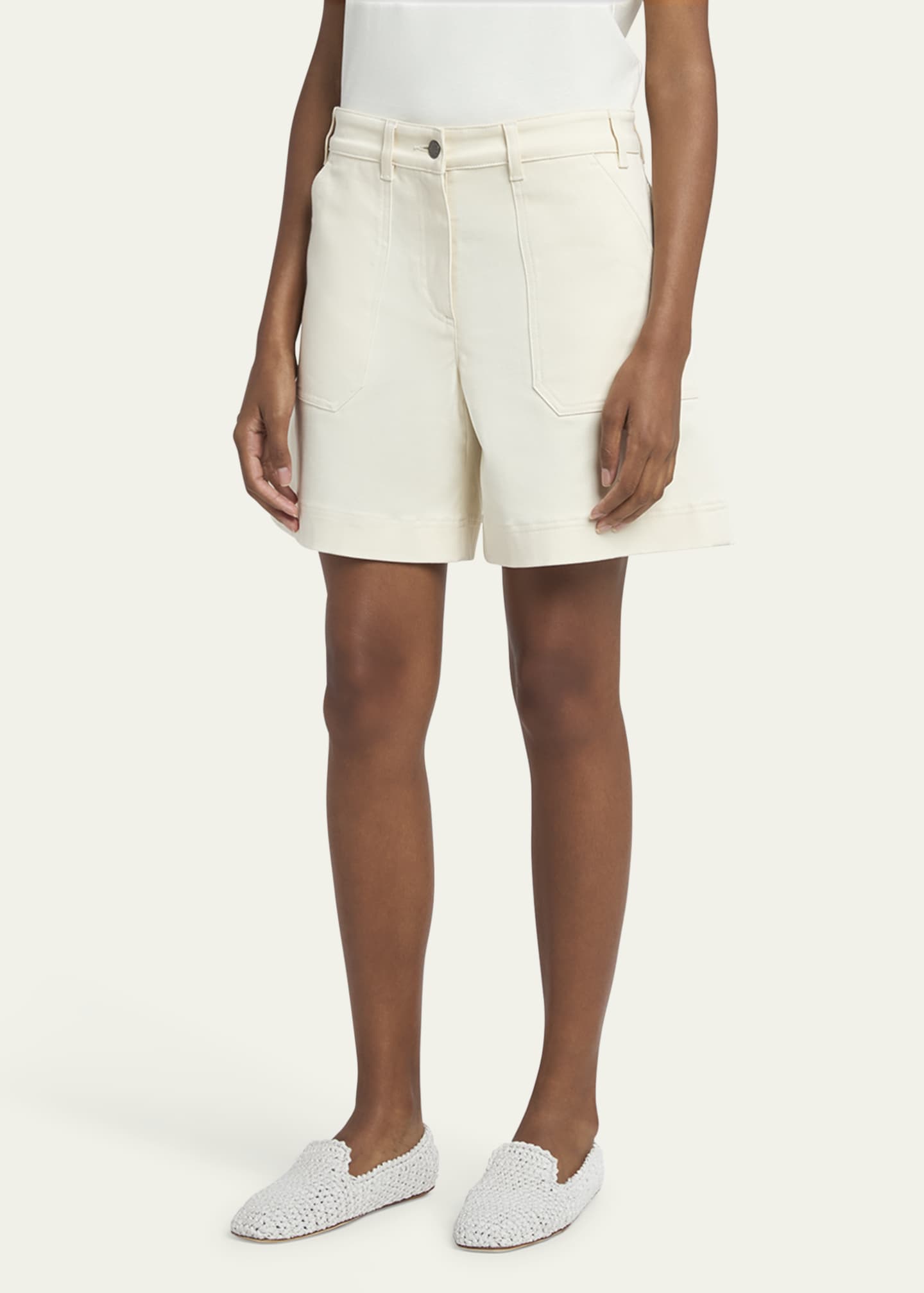Moncler High-Rise Cotton Twill Shorts Image 4 of 5