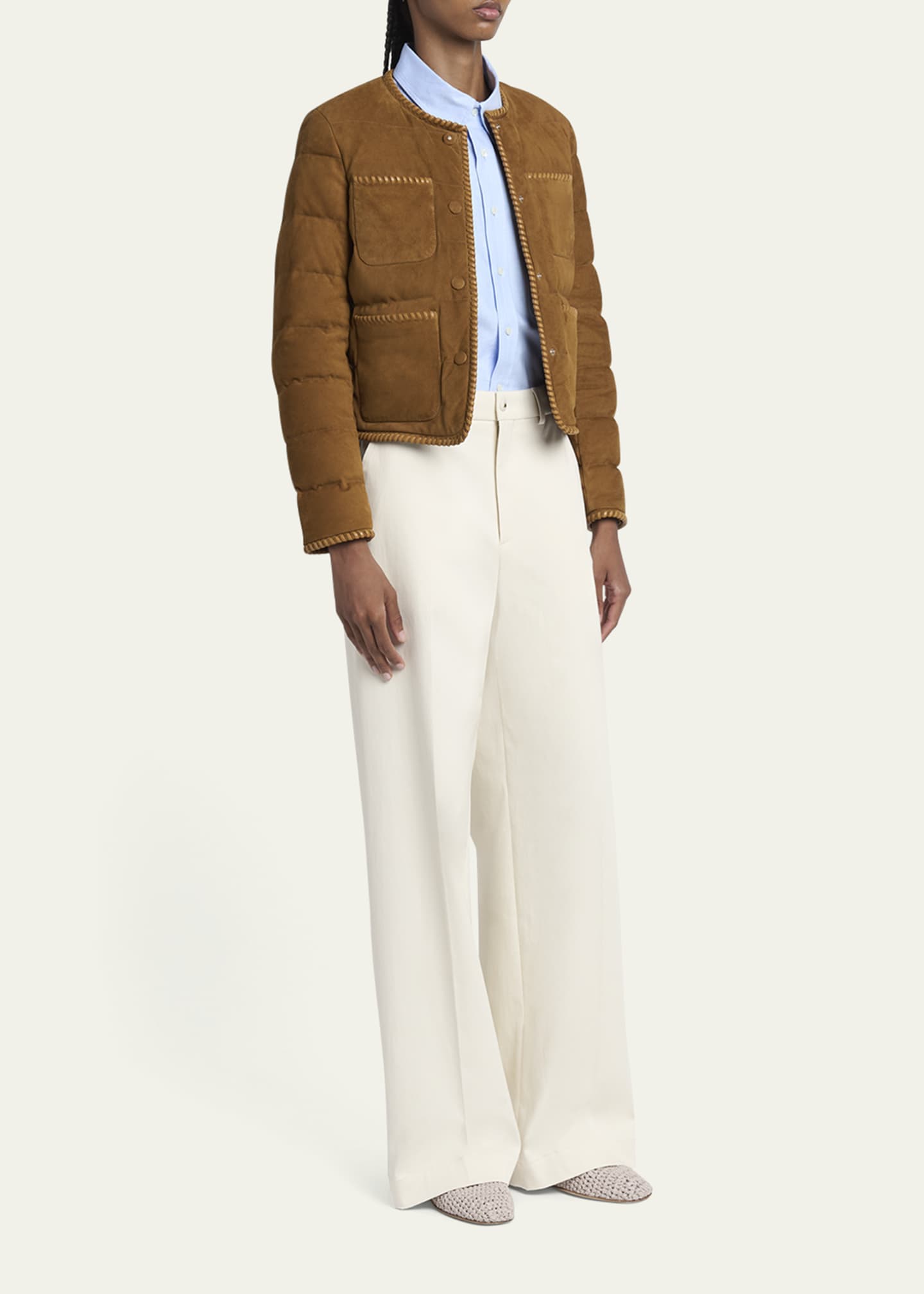 Moncler Lassay Quilted Suede Jacket Image 2 of 5