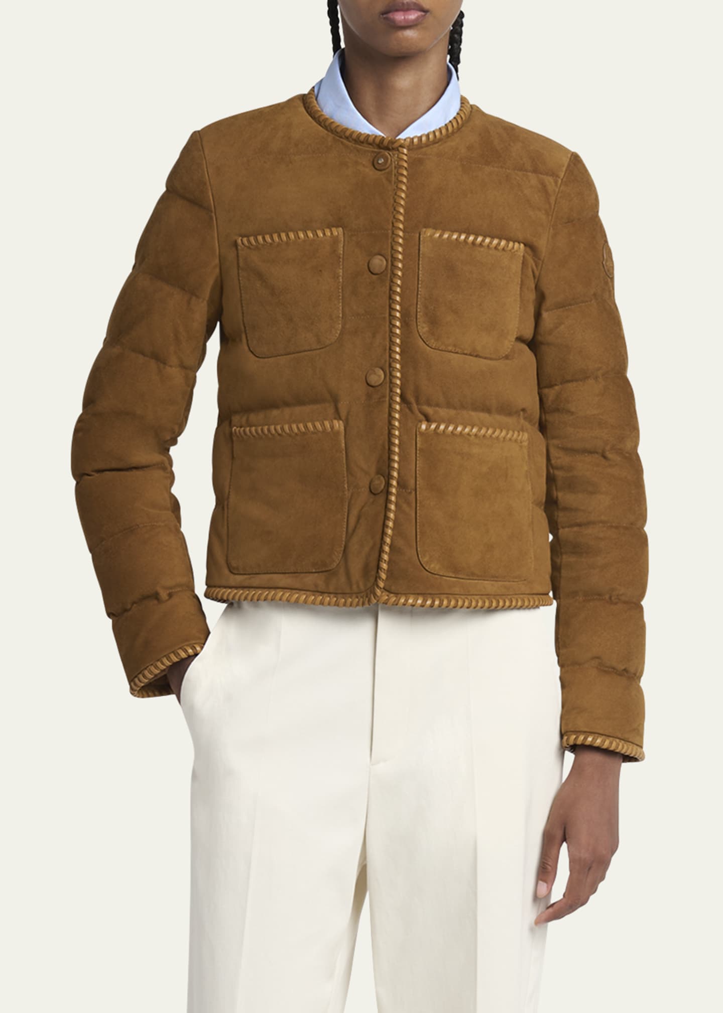 Moncler Lassay Quilted Suede Jacket Image 4 of 5