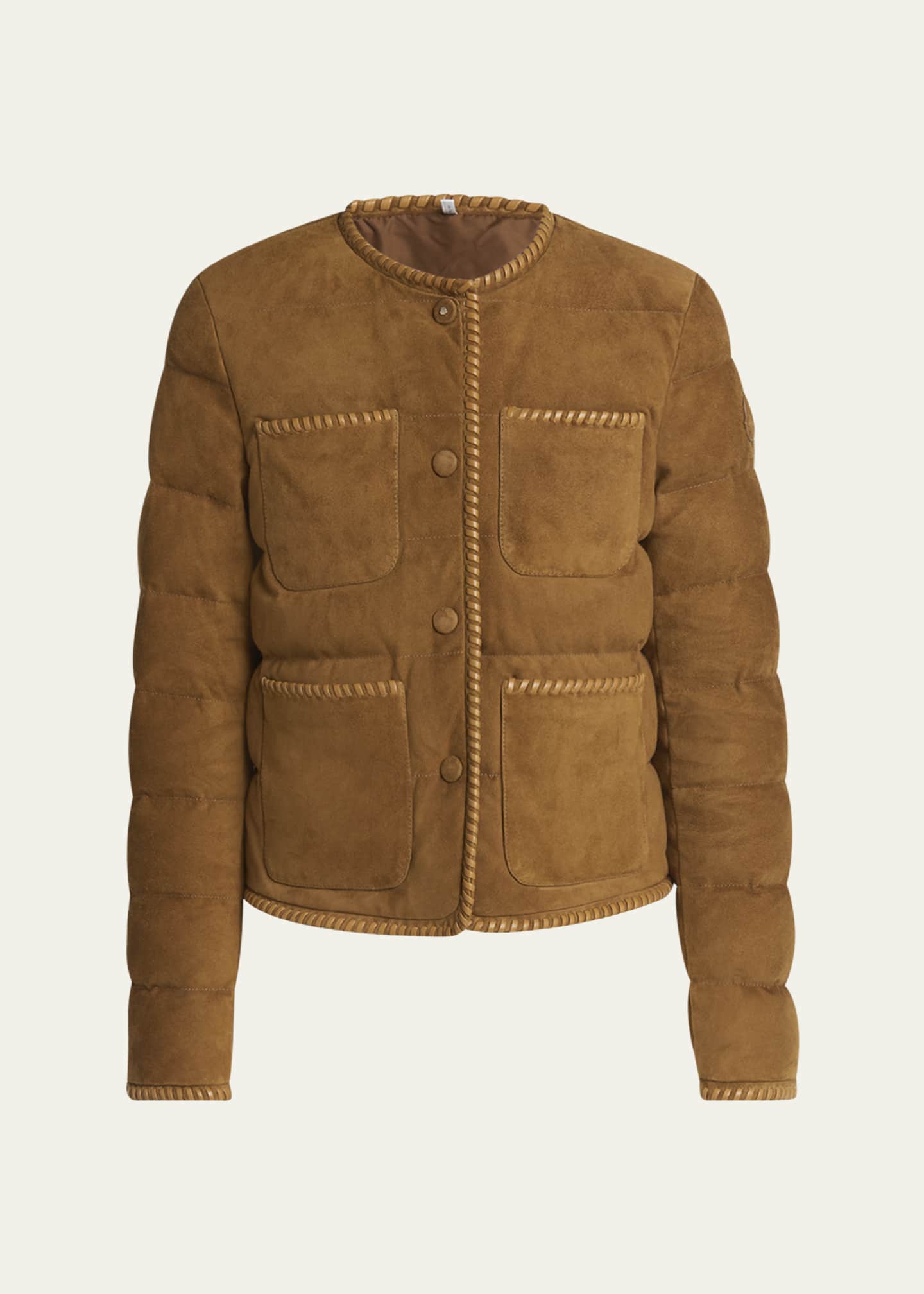 Moncler Lassay Quilted Suede Jacket Image 1 of 5