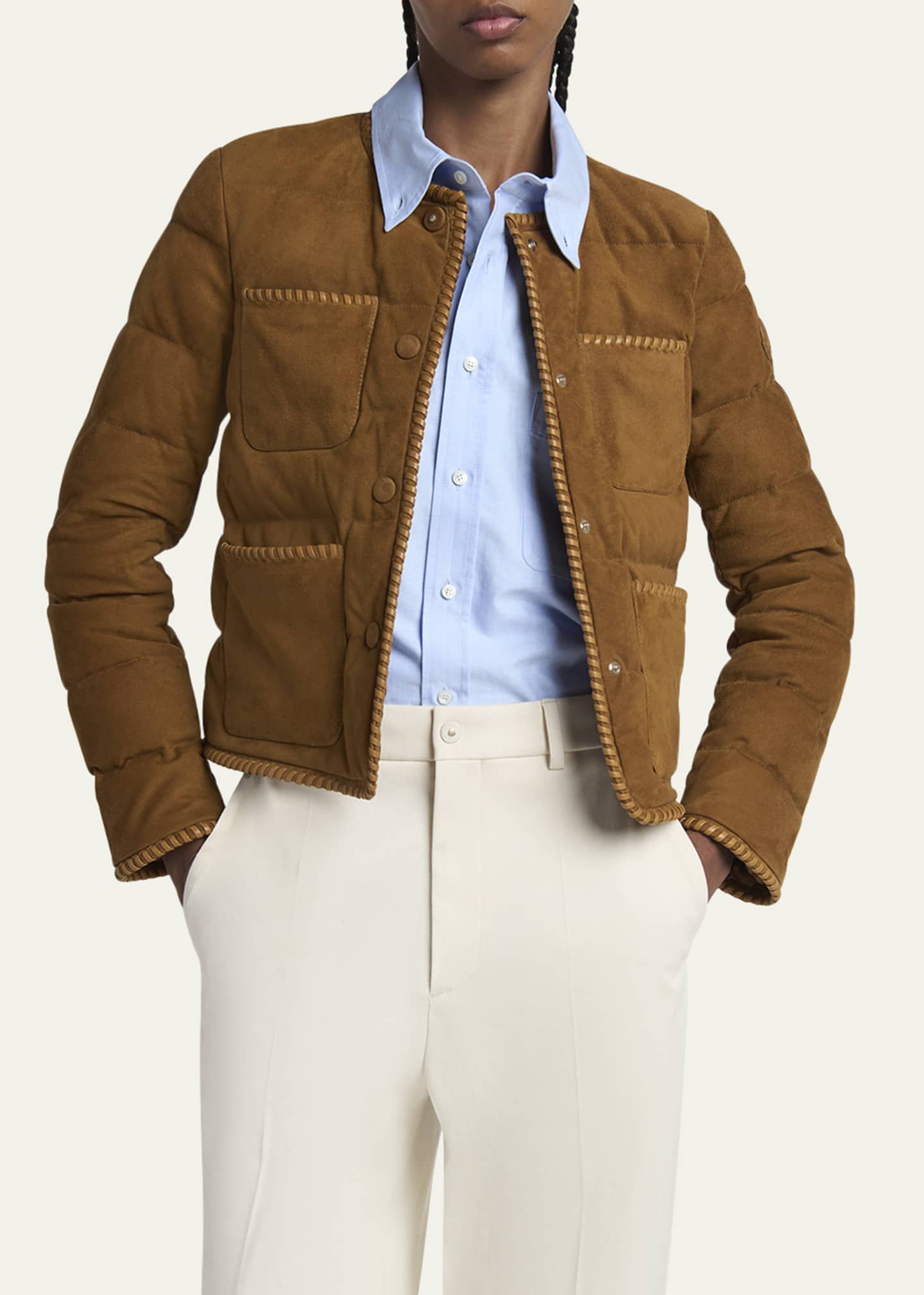 Moncler Lassay Quilted Suede Jacket Image 5 of 5
