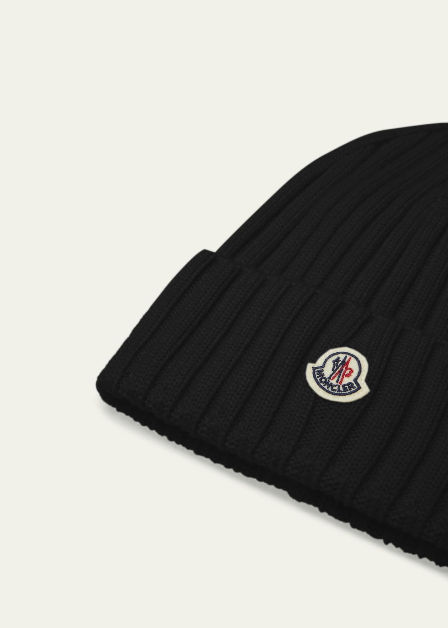 Moncler Ribbed Wool Logo Beanie Image 2 of 2