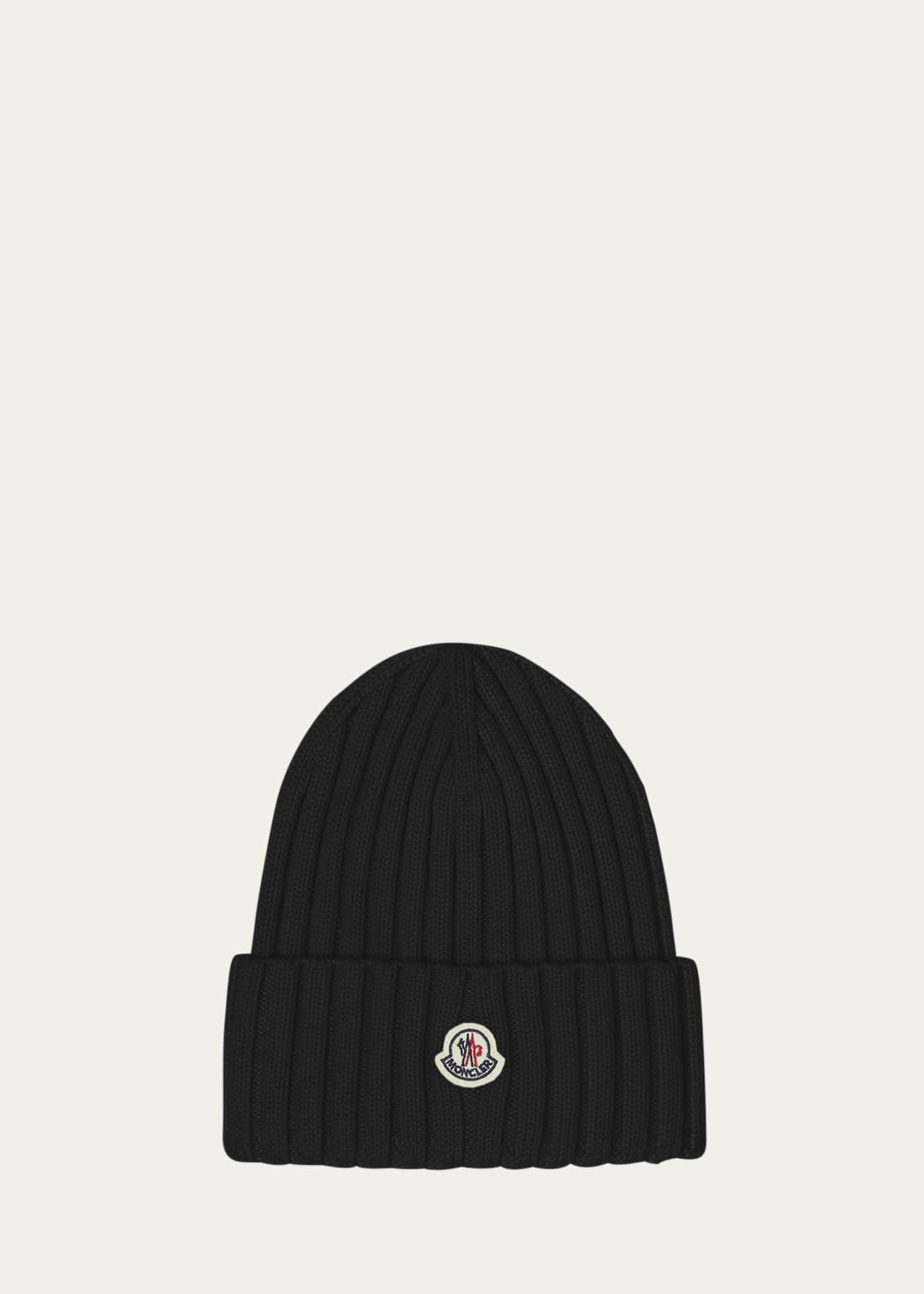 Moncler Ribbed Wool Logo Beanie Image 1 of 2