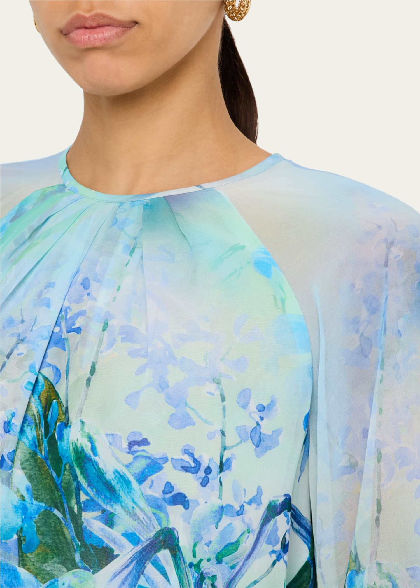 Rickie Freeman for Teri Jon Floral-Print Chiffon Gown Image 5 of 5