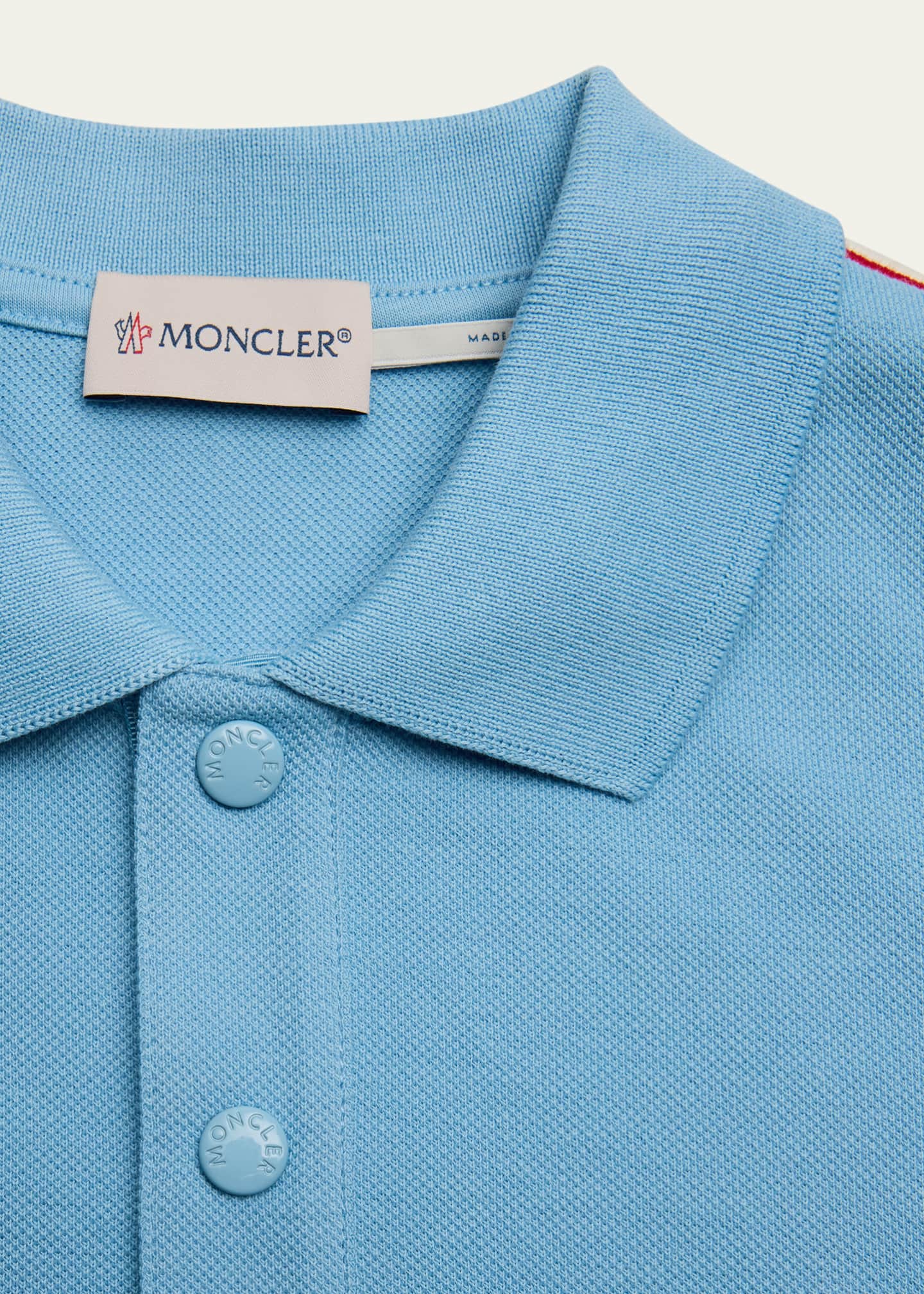 Moncler Boy's Tri-Stripe Pique Polo Shirt, Size 4-10 Image 3 of 3