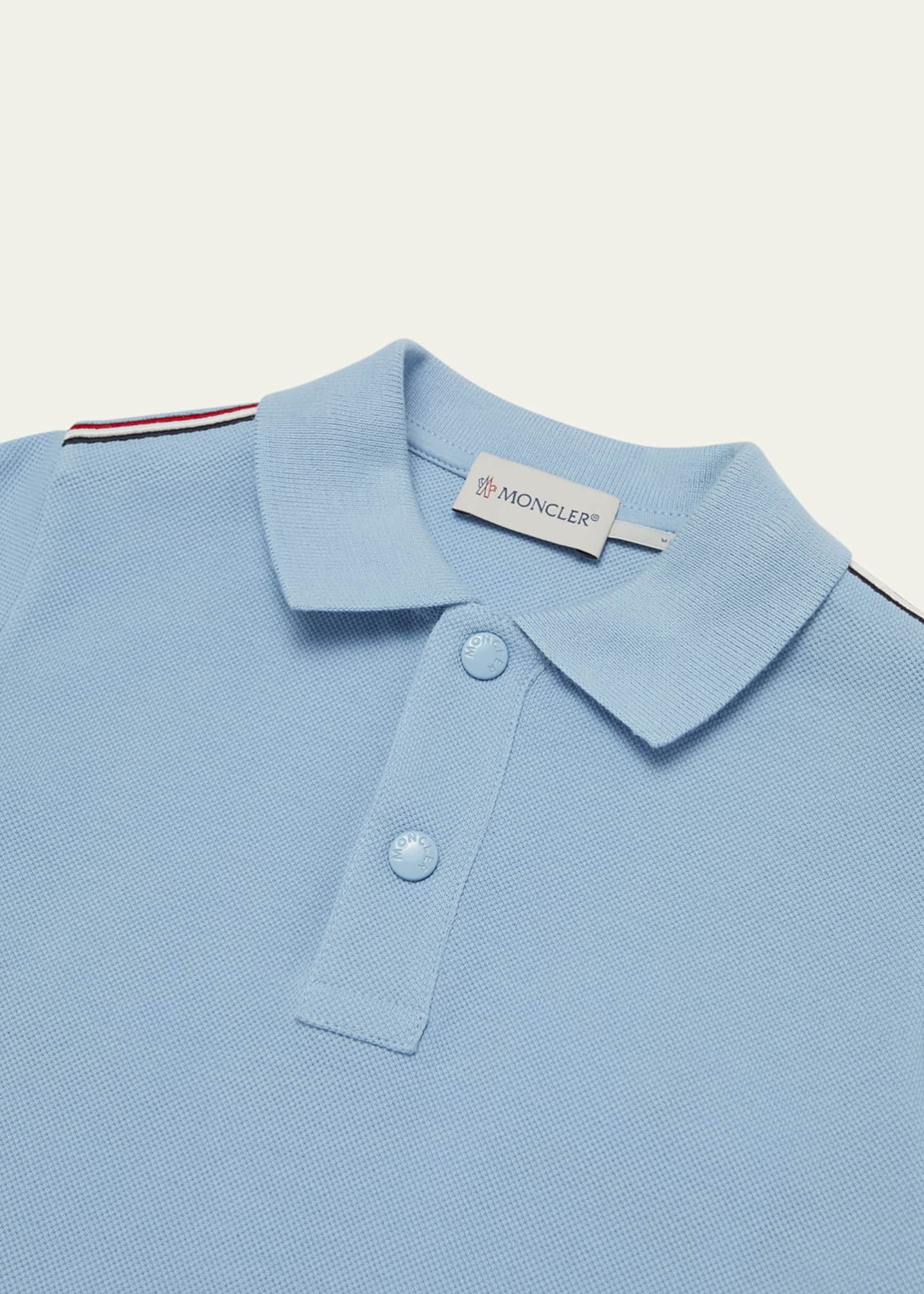 Moncler Boy's Tri-Stripe Pique Polo Shirt, Size 4-10 Image 3 of 3