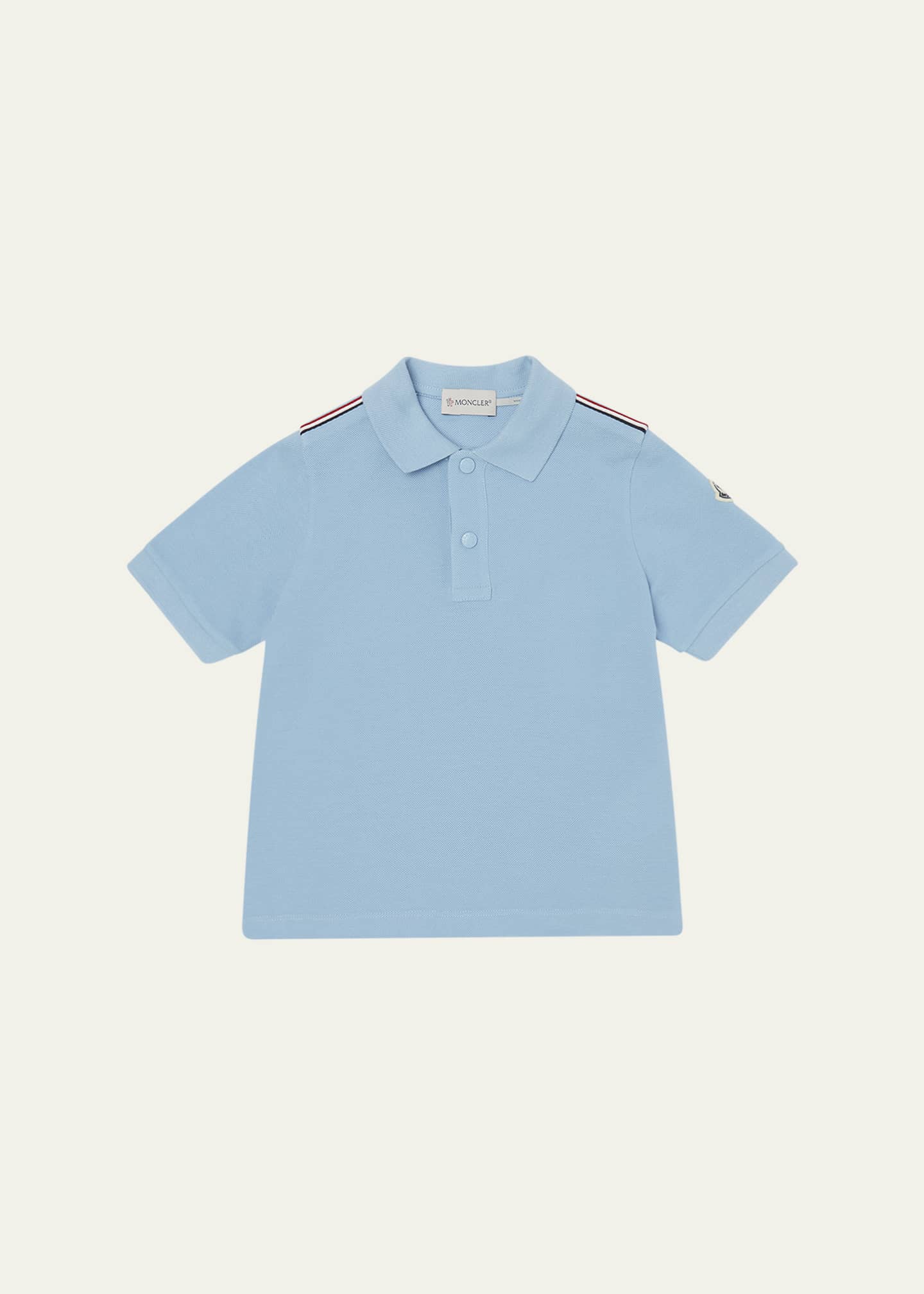Moncler Boy's Tri-Stripe Pique Polo Shirt, Size 4-10 Image 1 of 3