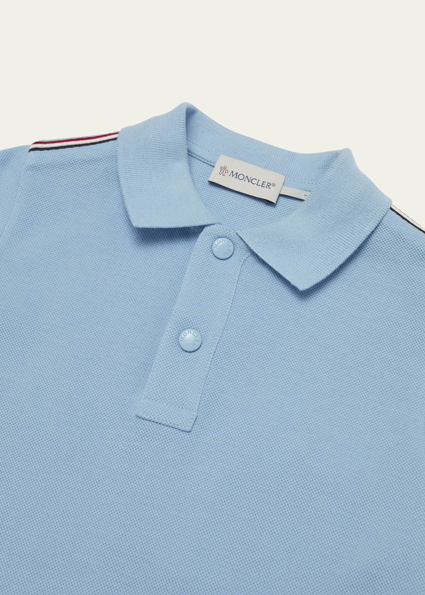Moncler Boy's Tri-Stripe Pique Polo Shirt, Size 12-14 Image 3 of 3