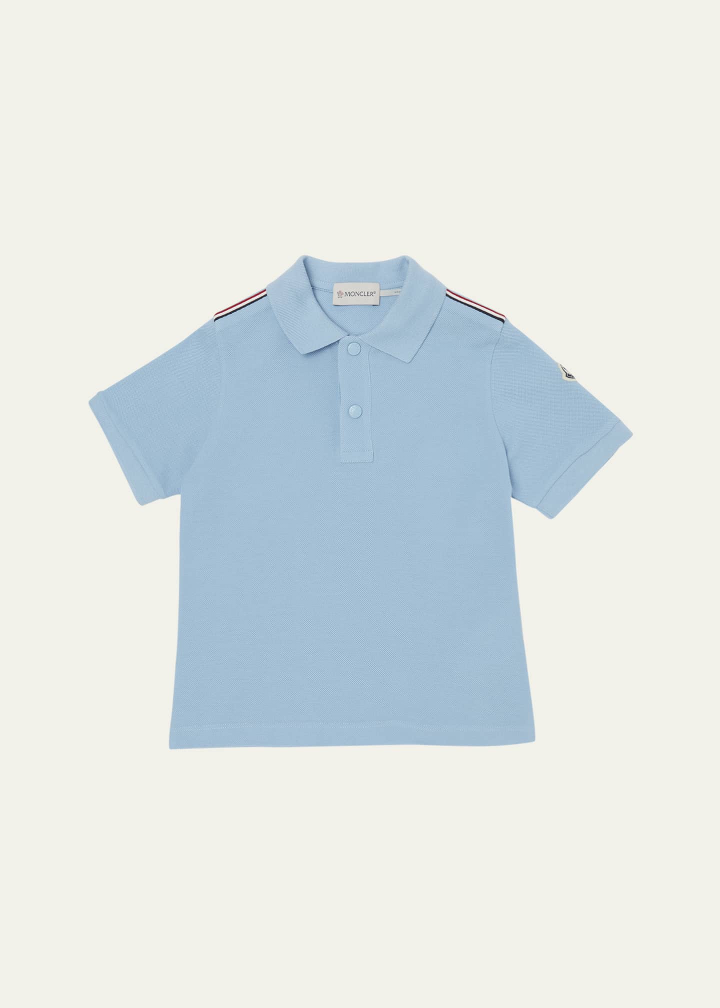 Moncler Boy's Tri-Stripe Pique Polo Shirt, Size 12-14 Image 1 of 3