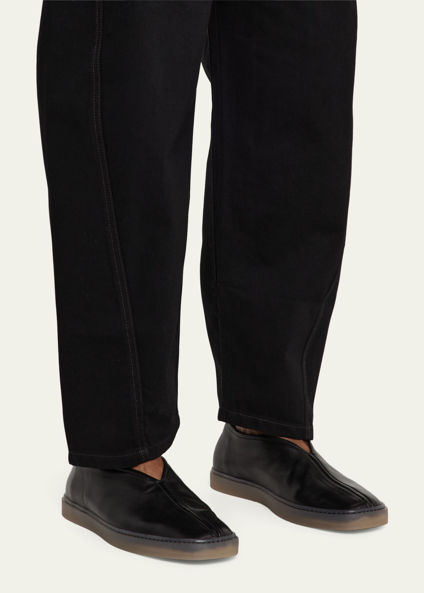 LEMAIRE Men's Leather Piped Slip-On Sneakers Image 2 of 6