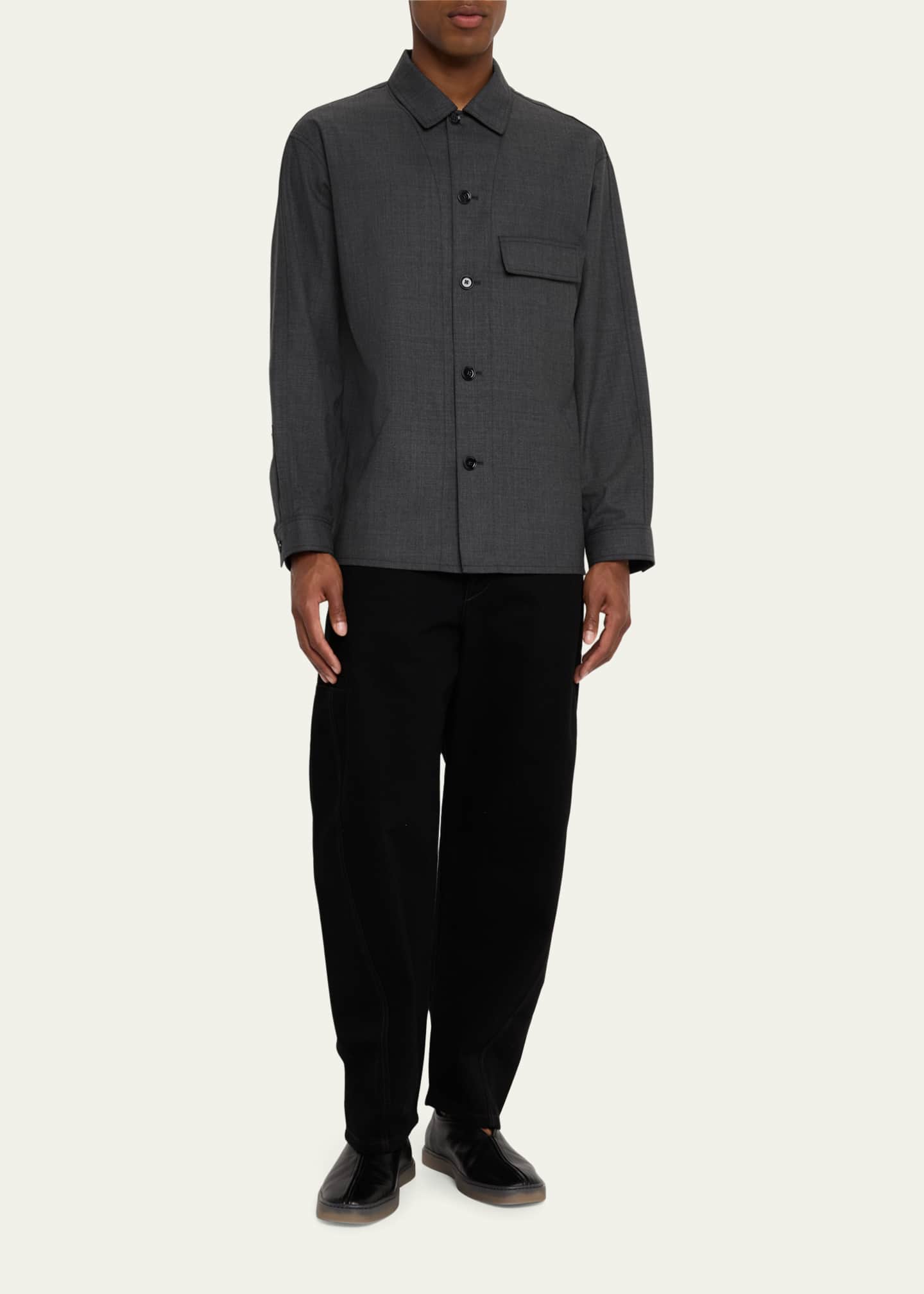 LEMAIRE Men's Leather Piped Slip-On Sneakers Image 3 of 6