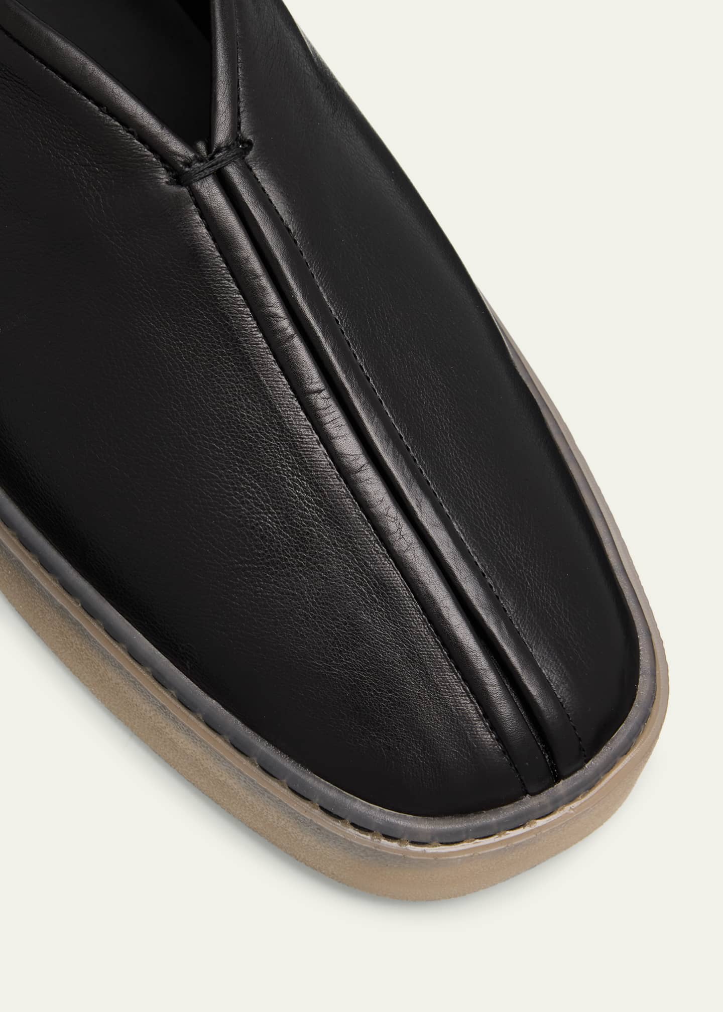 LEMAIRE Men's Leather Piped Slip-On Sneakers Image 5 of 6