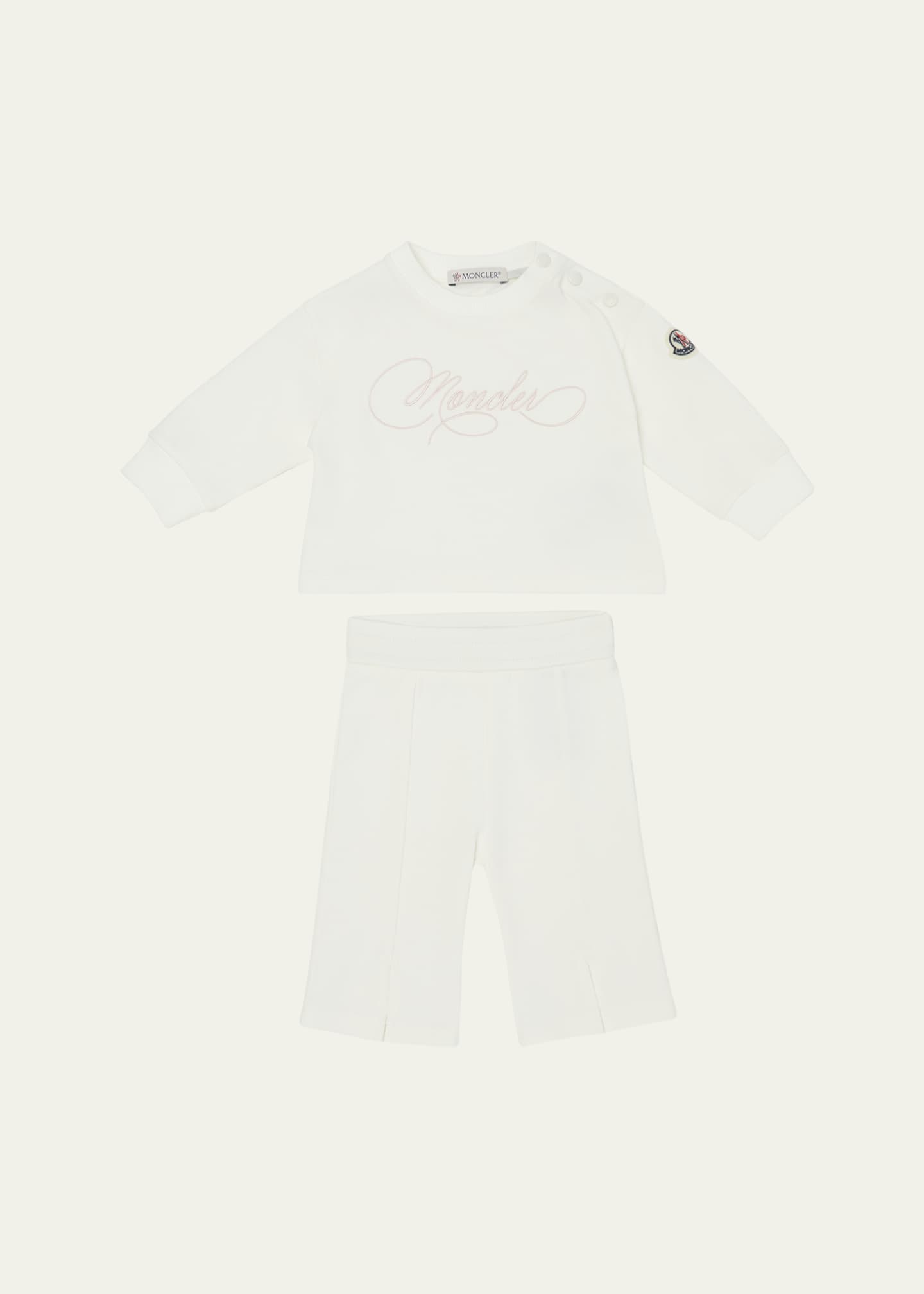 Moncler Girl's Two-Piece Set W/ Logo-Script, Size 9M-3 Image 1 of 3