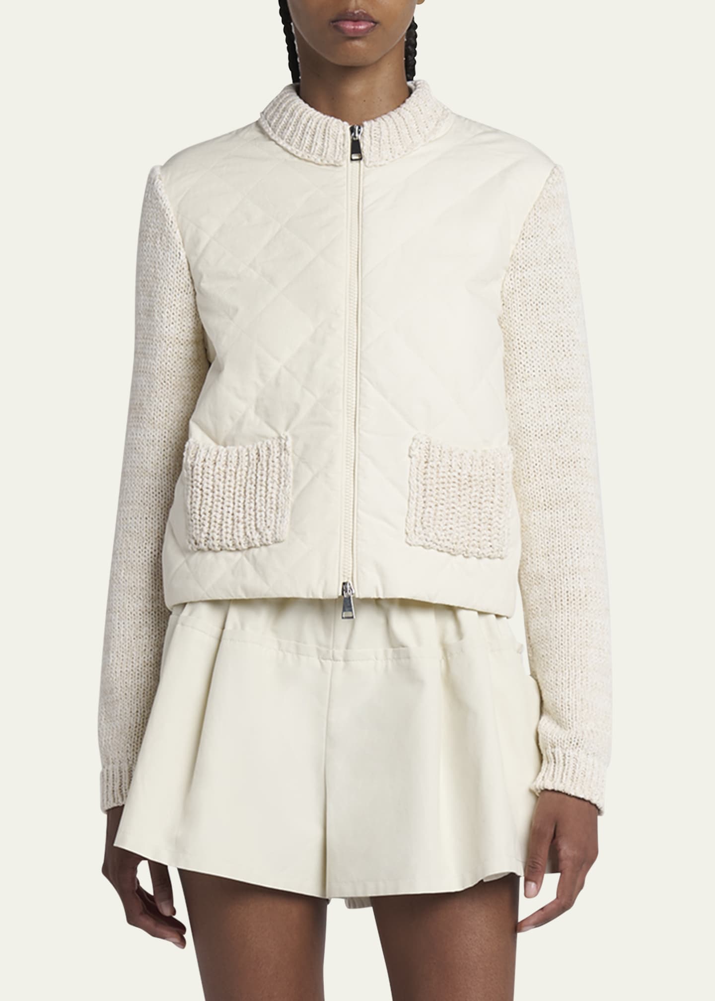Moncler Quilted Knit Zip Cardigan Image 4 of 5