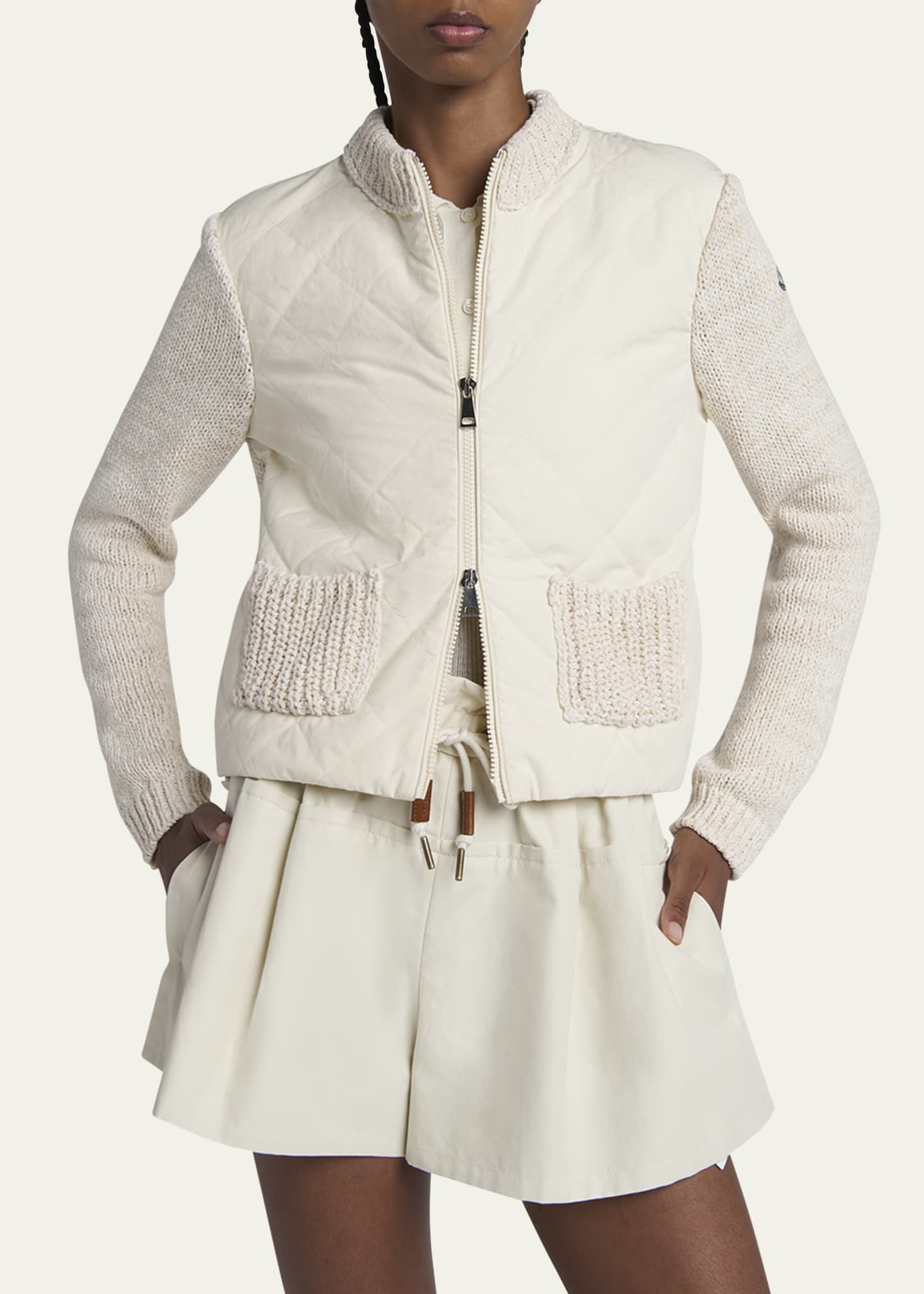 Moncler Quilted Knit Zip Cardigan Image 5 of 5