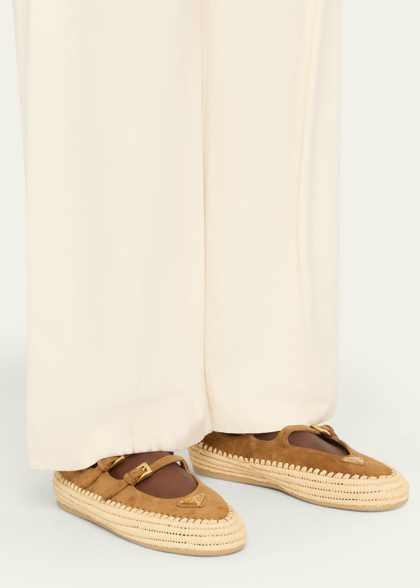 Prada Suede Double Mary Jane Strap Espadrilles - Bergdorf Goodman