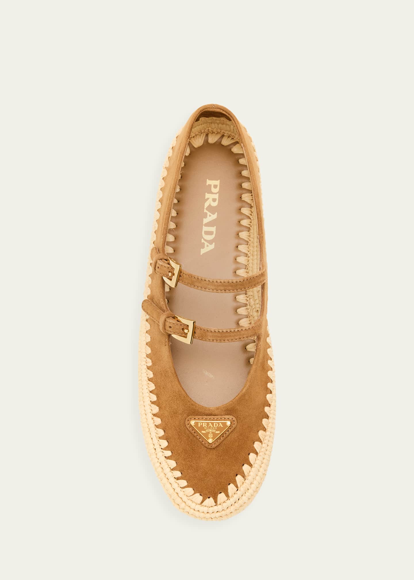 Prada Suede Double Mary Jane Strap Espadrilles - Bergdorf Goodman