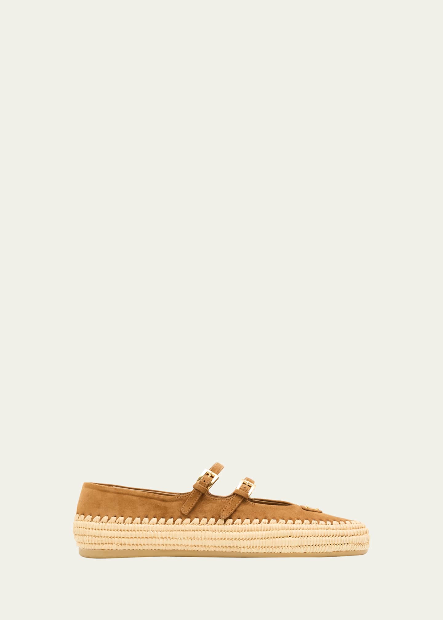 Prada Suede Double Mary Jane Strap Espadrilles - Bergdorf Goodman