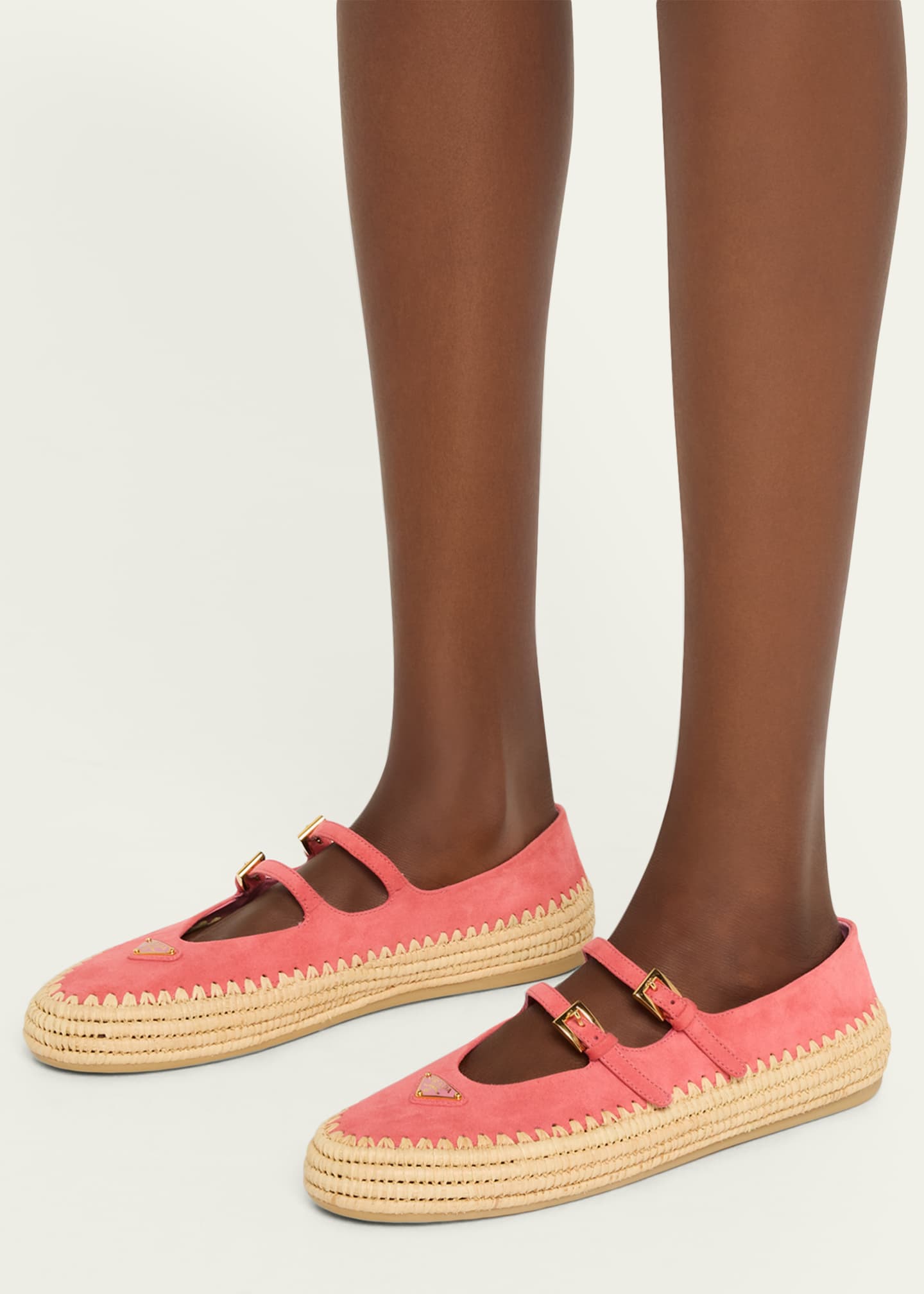 Prada Suede Double Mary Jane Strap Espadrilles Image 2 of 6