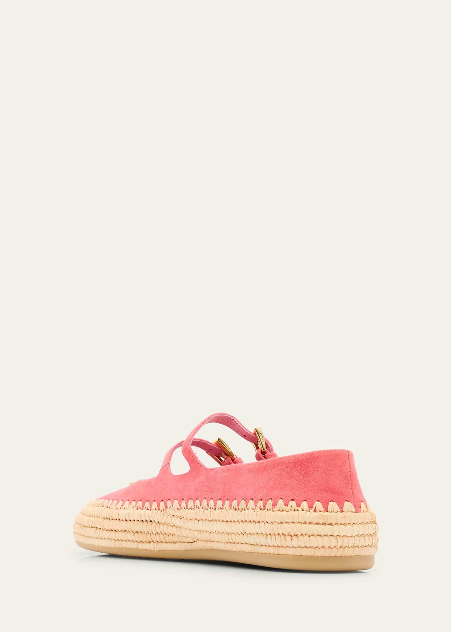 Prada Suede Double Mary Jane Strap Espadrilles Image 4 of 6