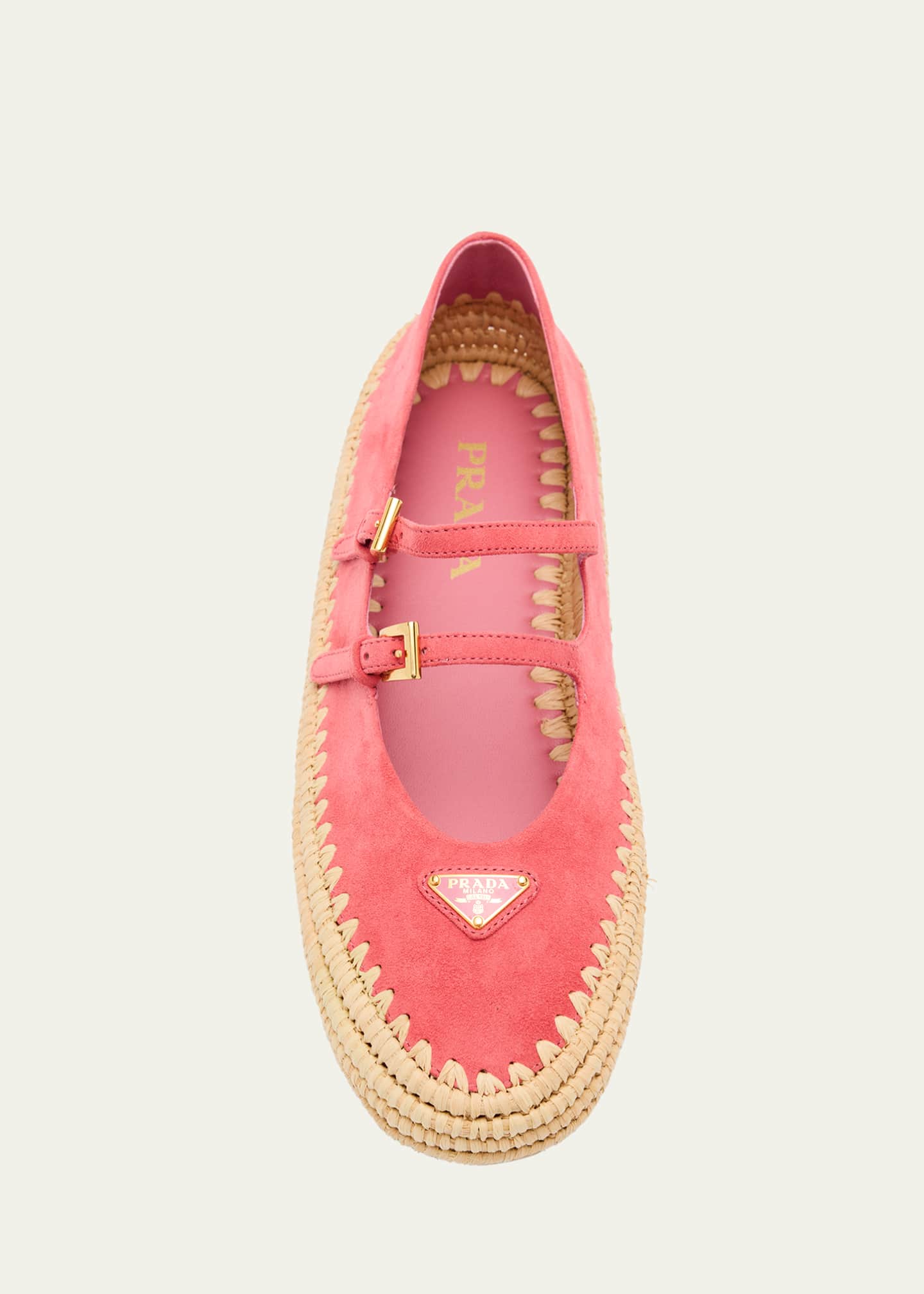 Prada Suede Double Mary Jane Strap Espadrilles Image 6 of 6