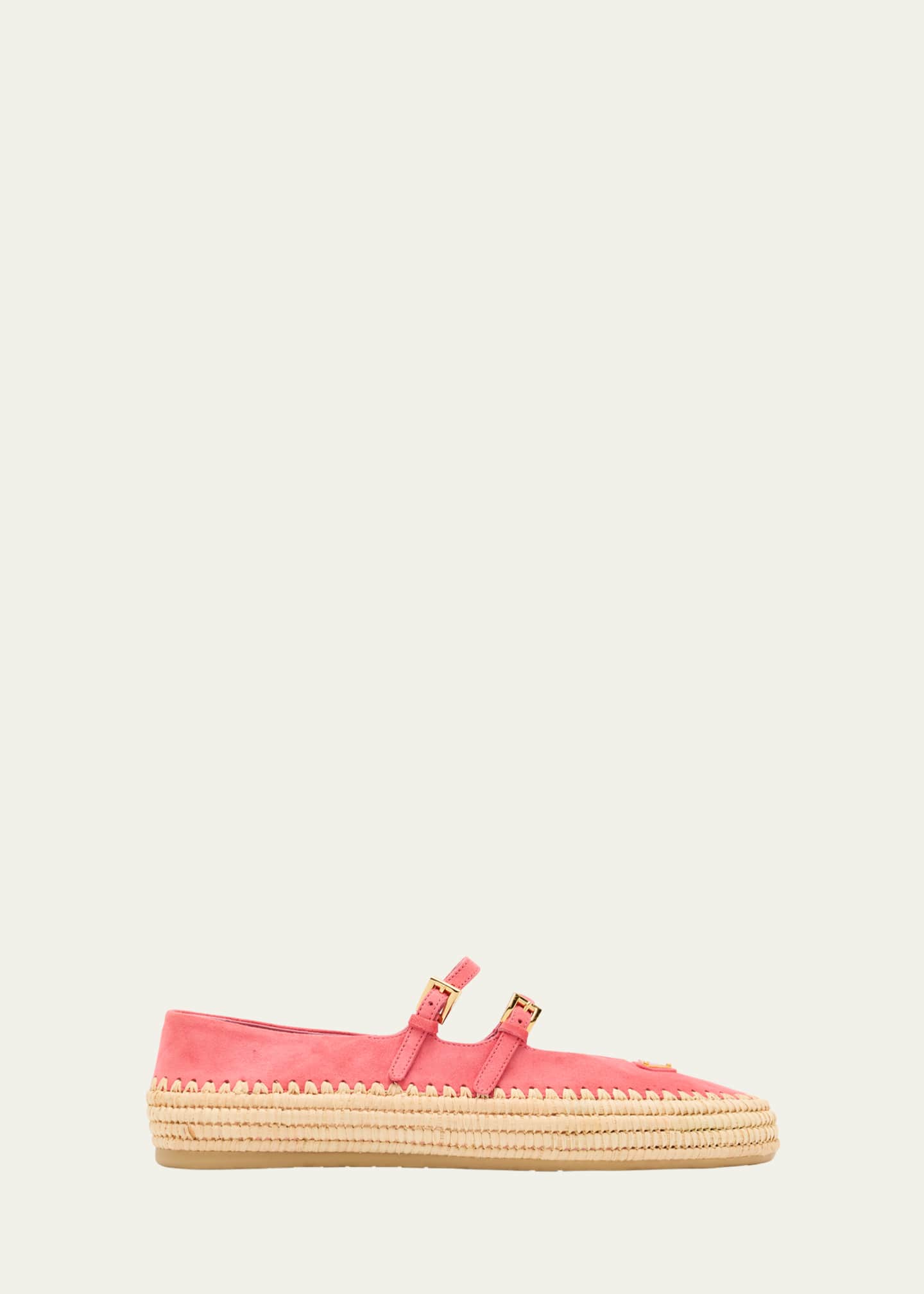 Prada Suede Double Mary Jane Strap Espadrilles Image 1 of 6