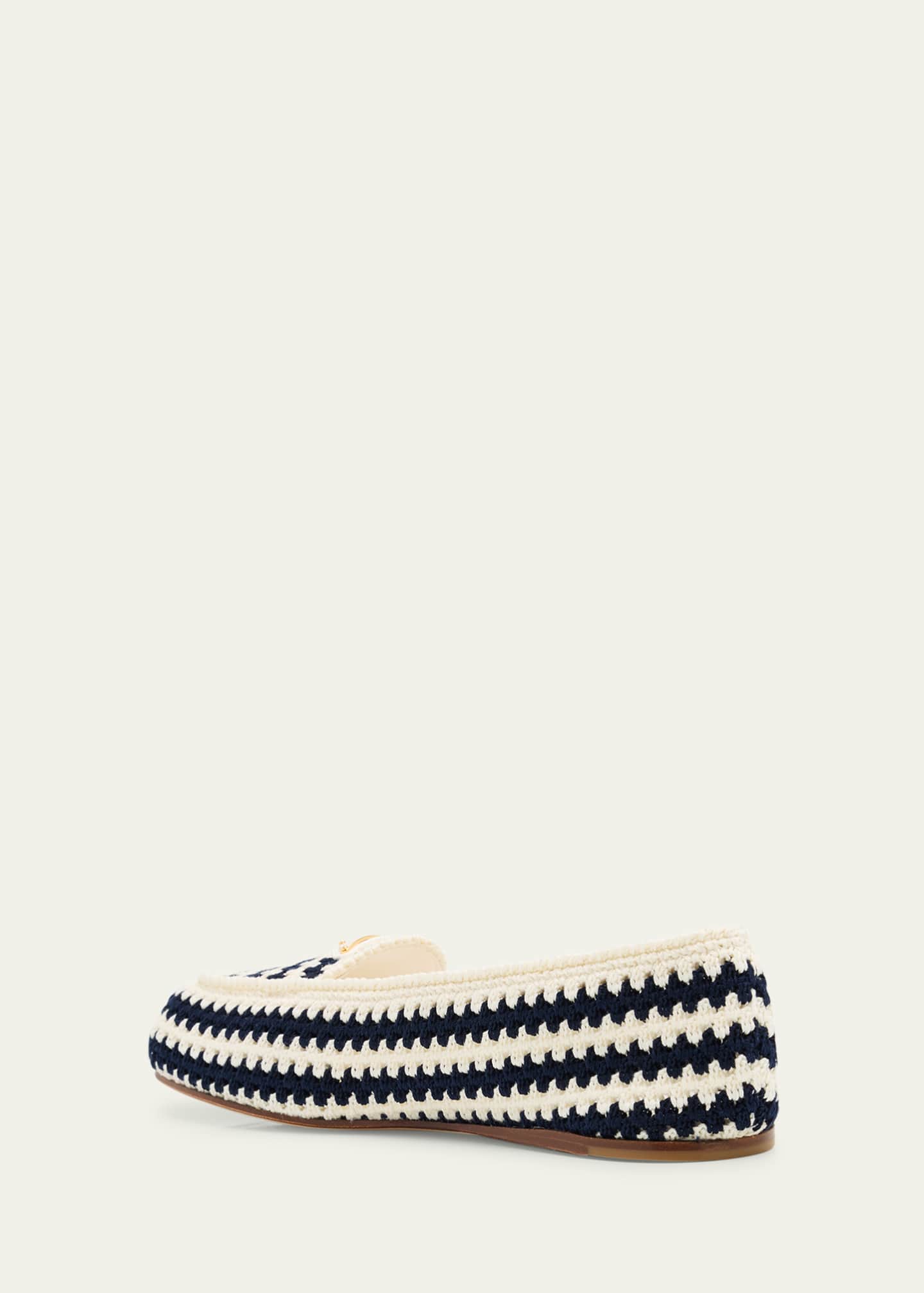 Prada Striped Cotton Crochet Ballerina Flats Image 4 of 6