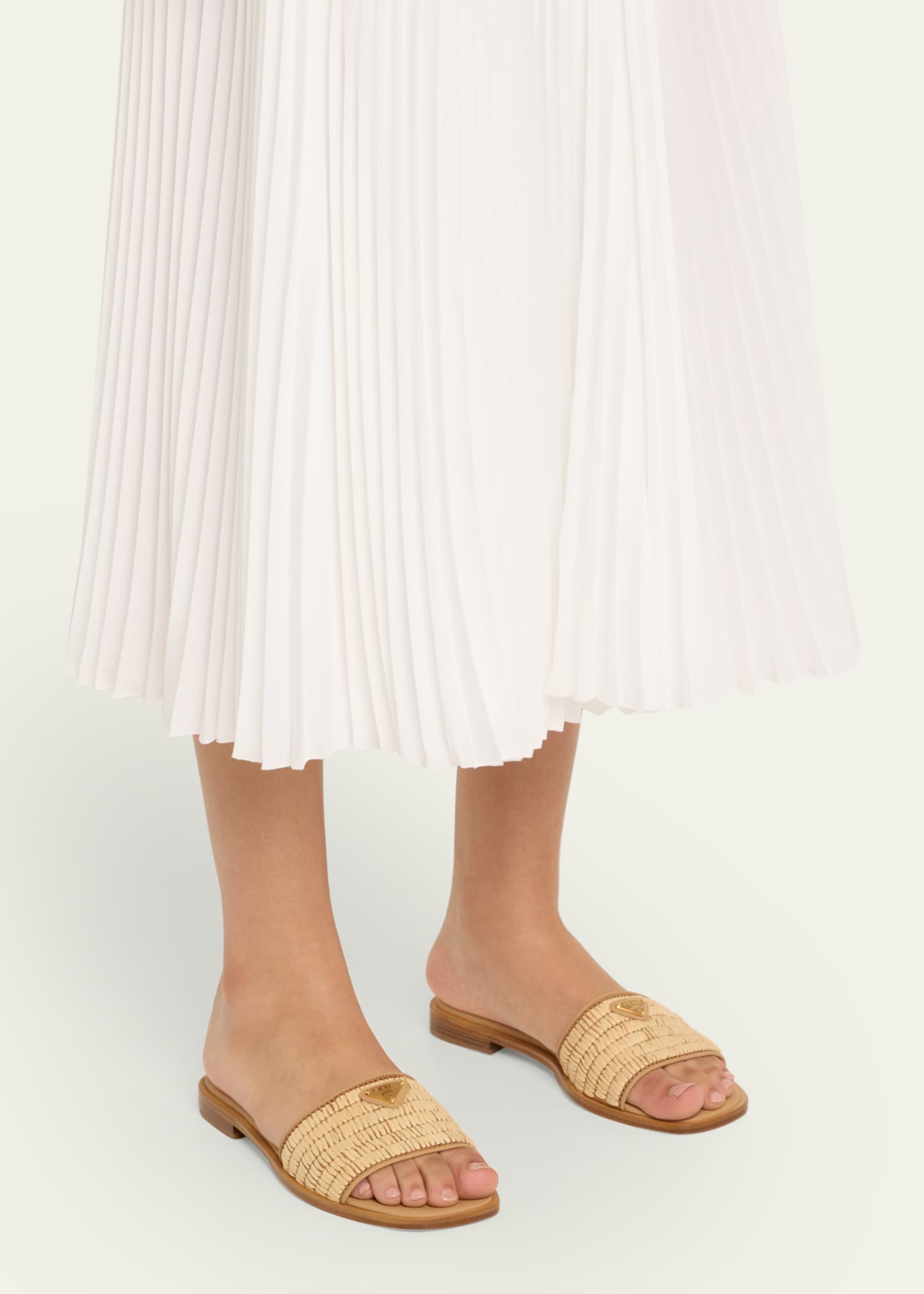 Prada Stuoia Raffia Easy Slide Sandals Image 2 of 6