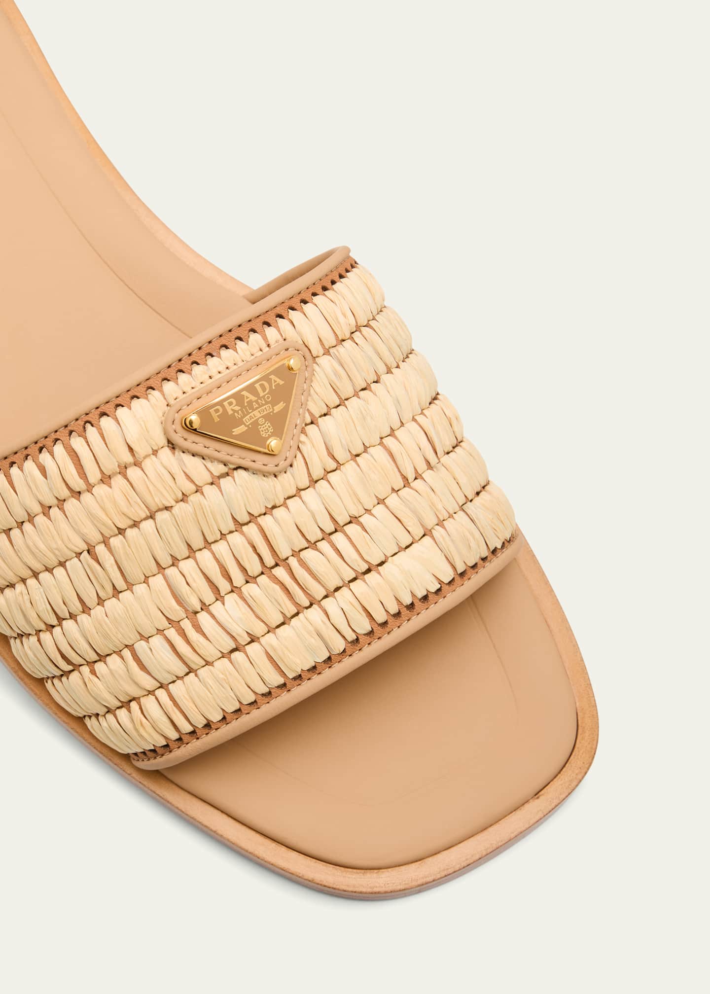 Prada Stuoia Raffia Easy Slide Sandals Image 5 of 6