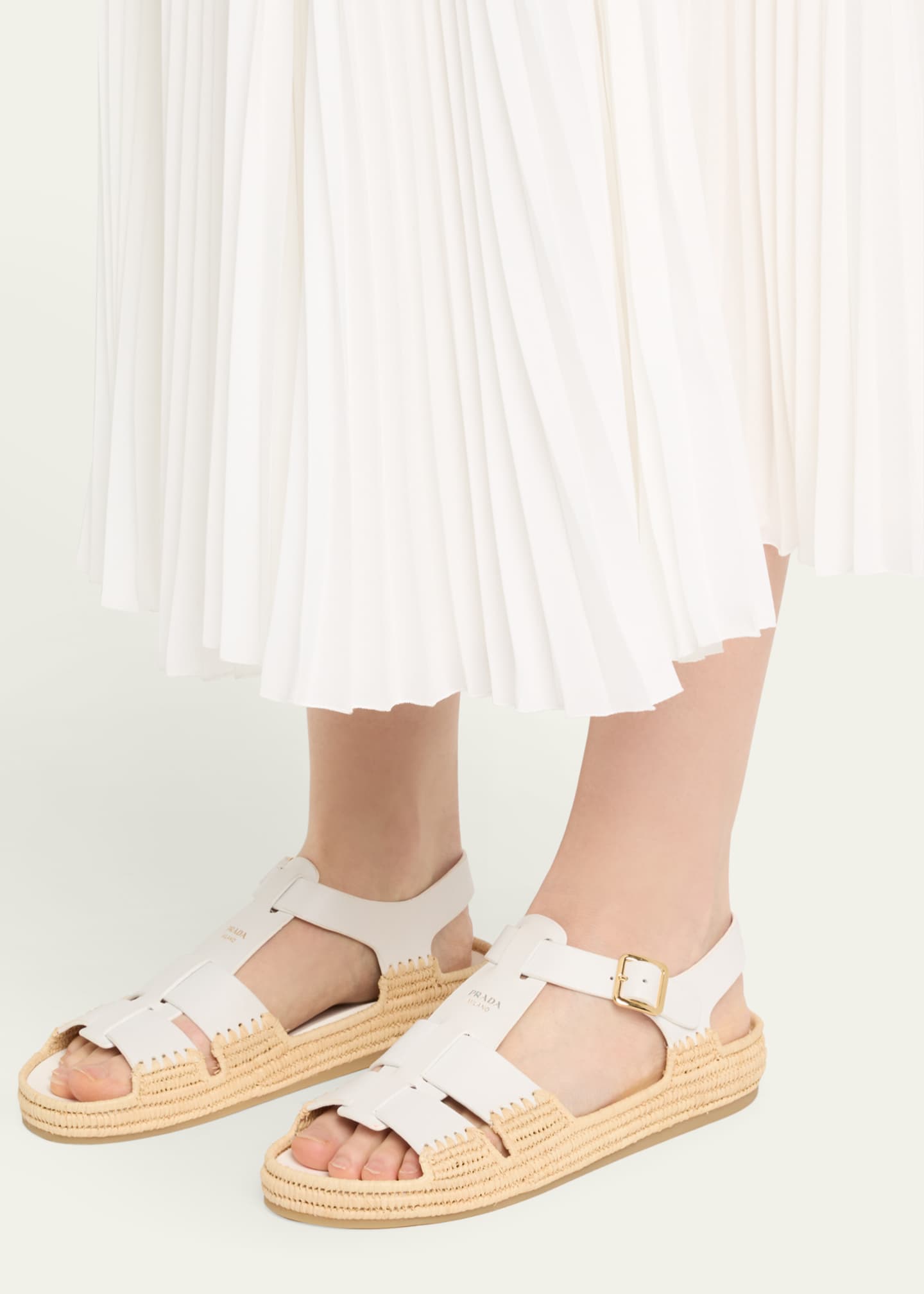Prada Leather Fisherman Espadrille Sandals Image 2 of 6