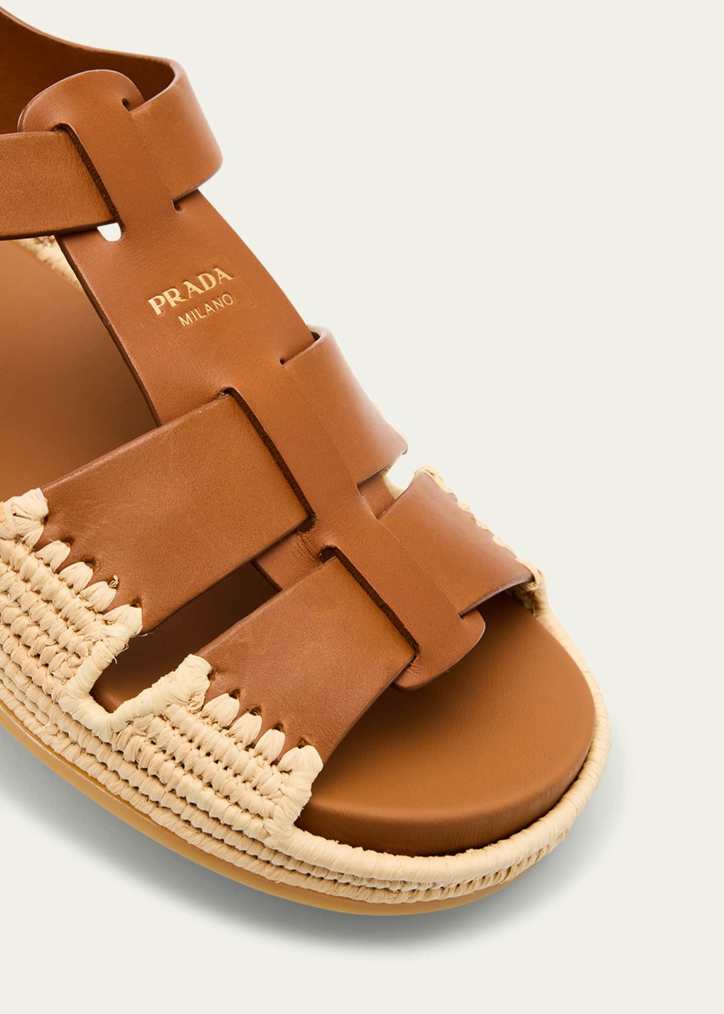 Prada Leather Fisherman Espadrille Sandals Image 5 of 6